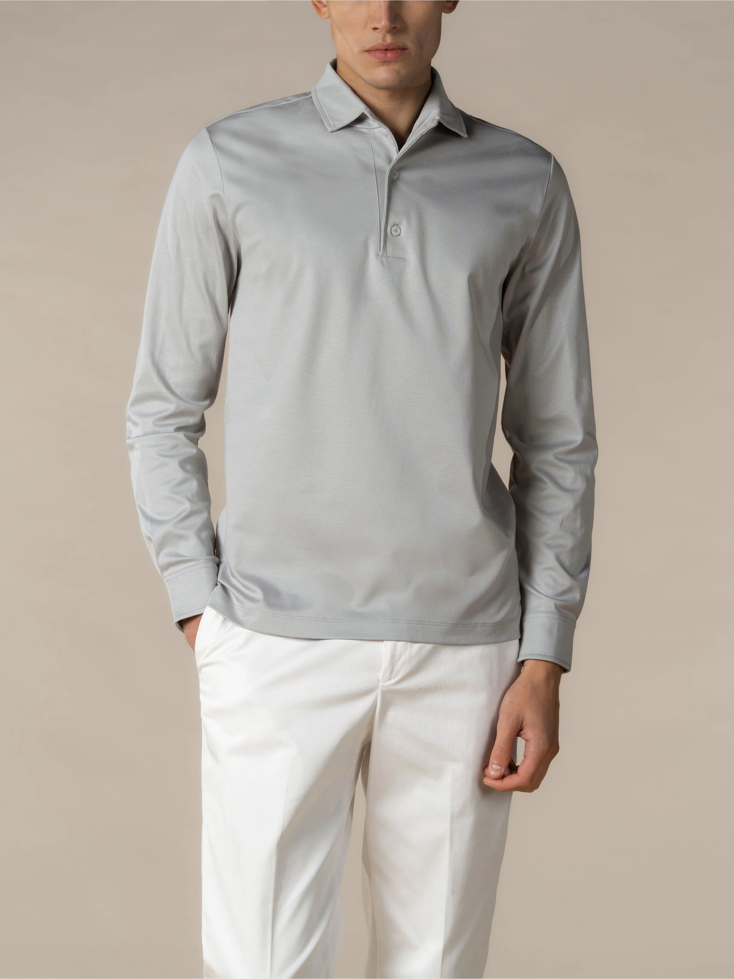 AUR1 Longsleeve Polo Classic Grey - Image 2