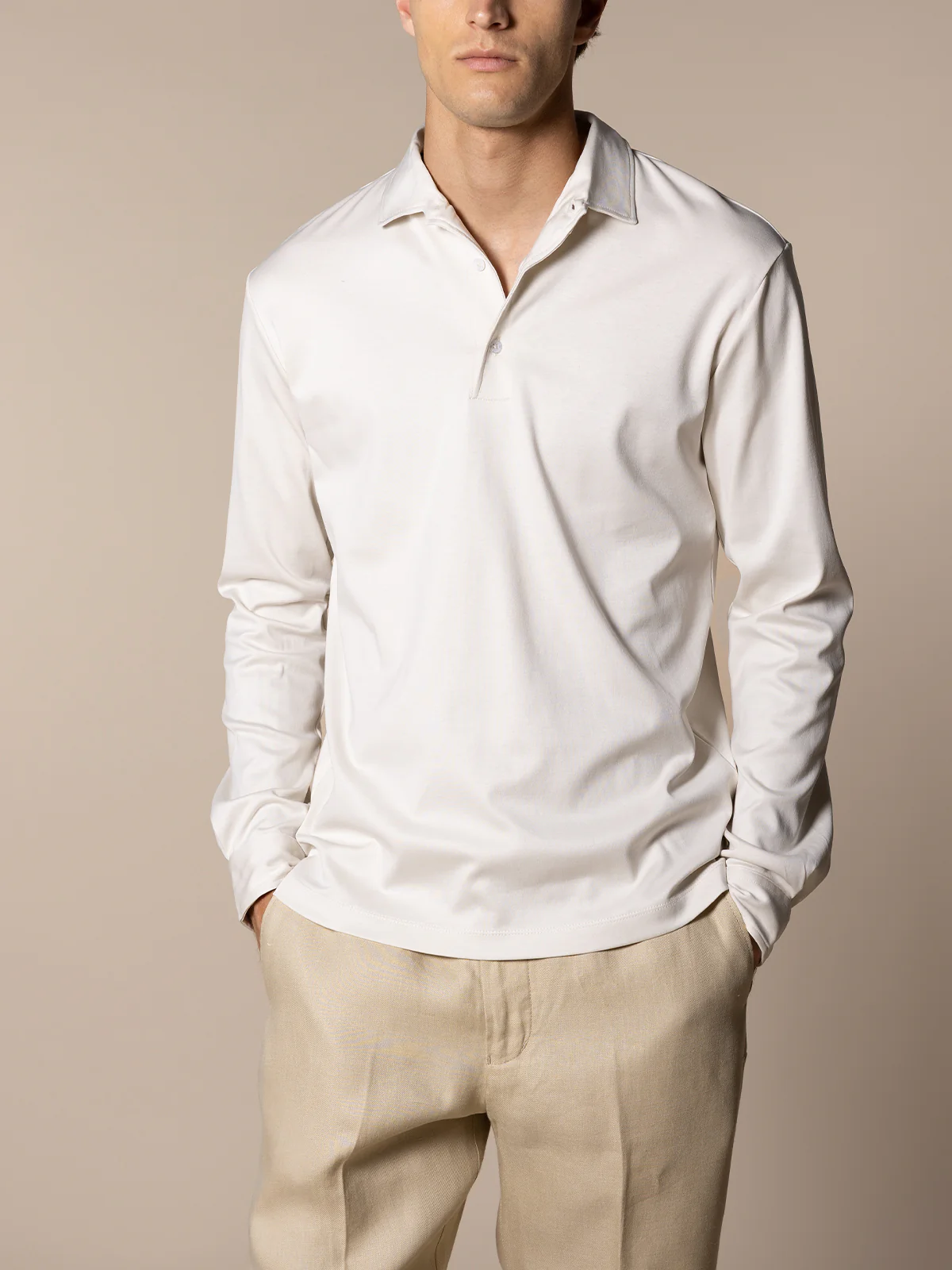 AUR1 Longsleeve Polo Ecru - Image 2