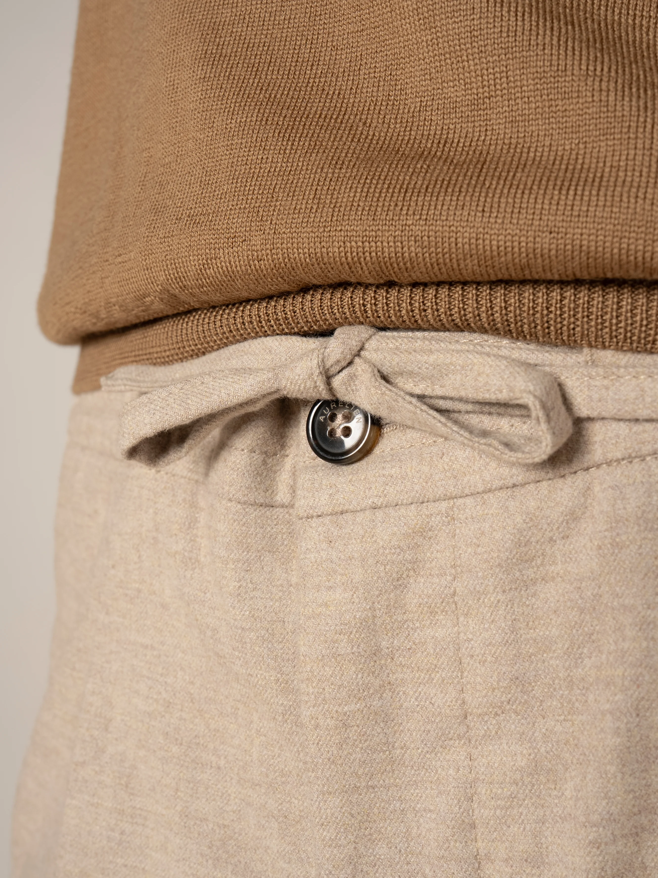 Beige Flannel Trousers - Image 3