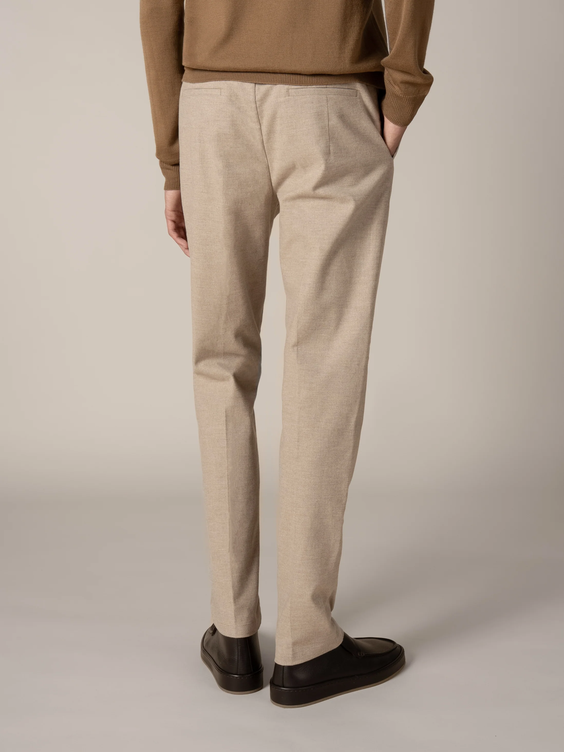 Beige Flannel Trousers - Image 5