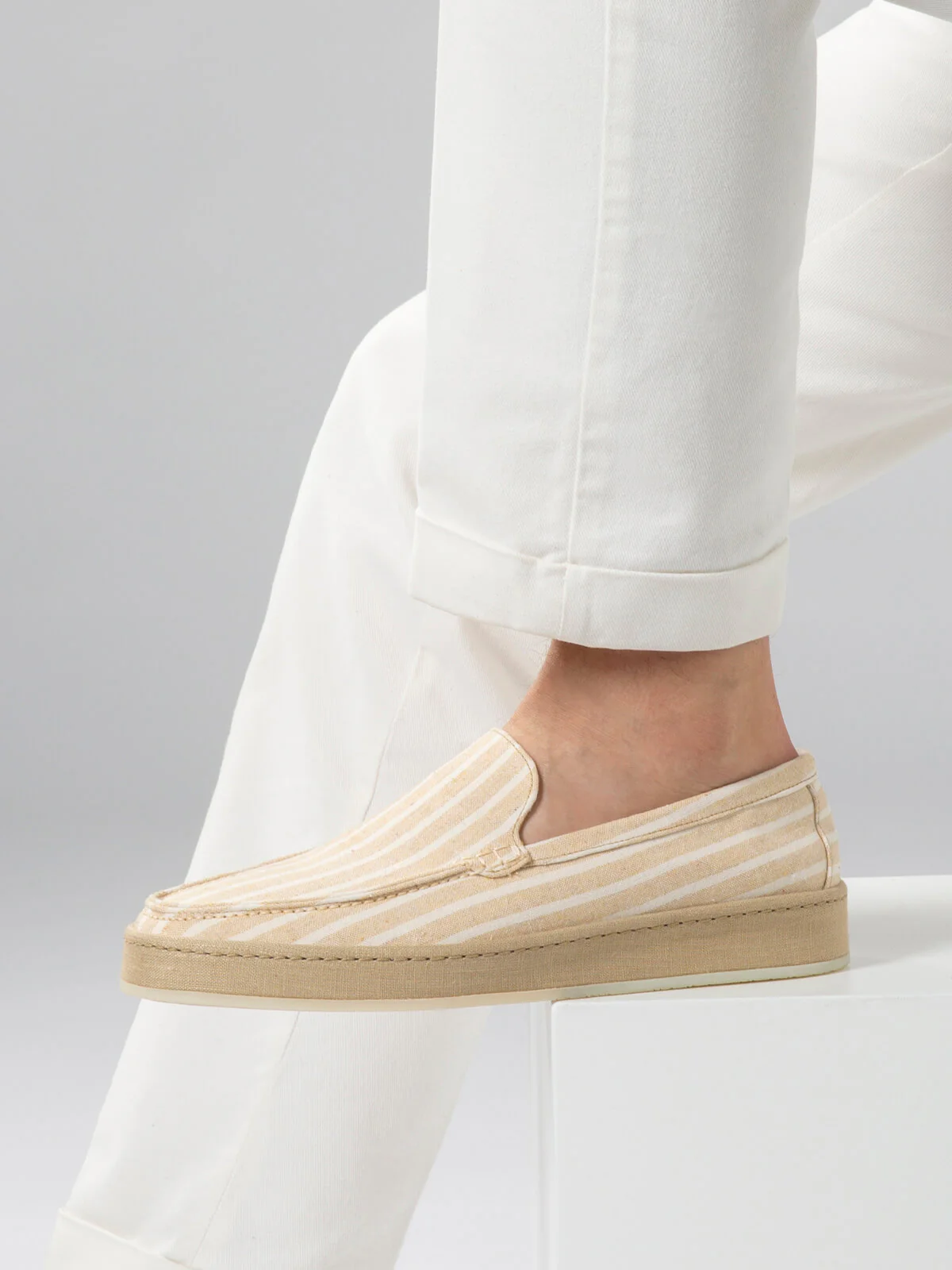 Yellow Striped Linen Voyager Loafer - Image 2