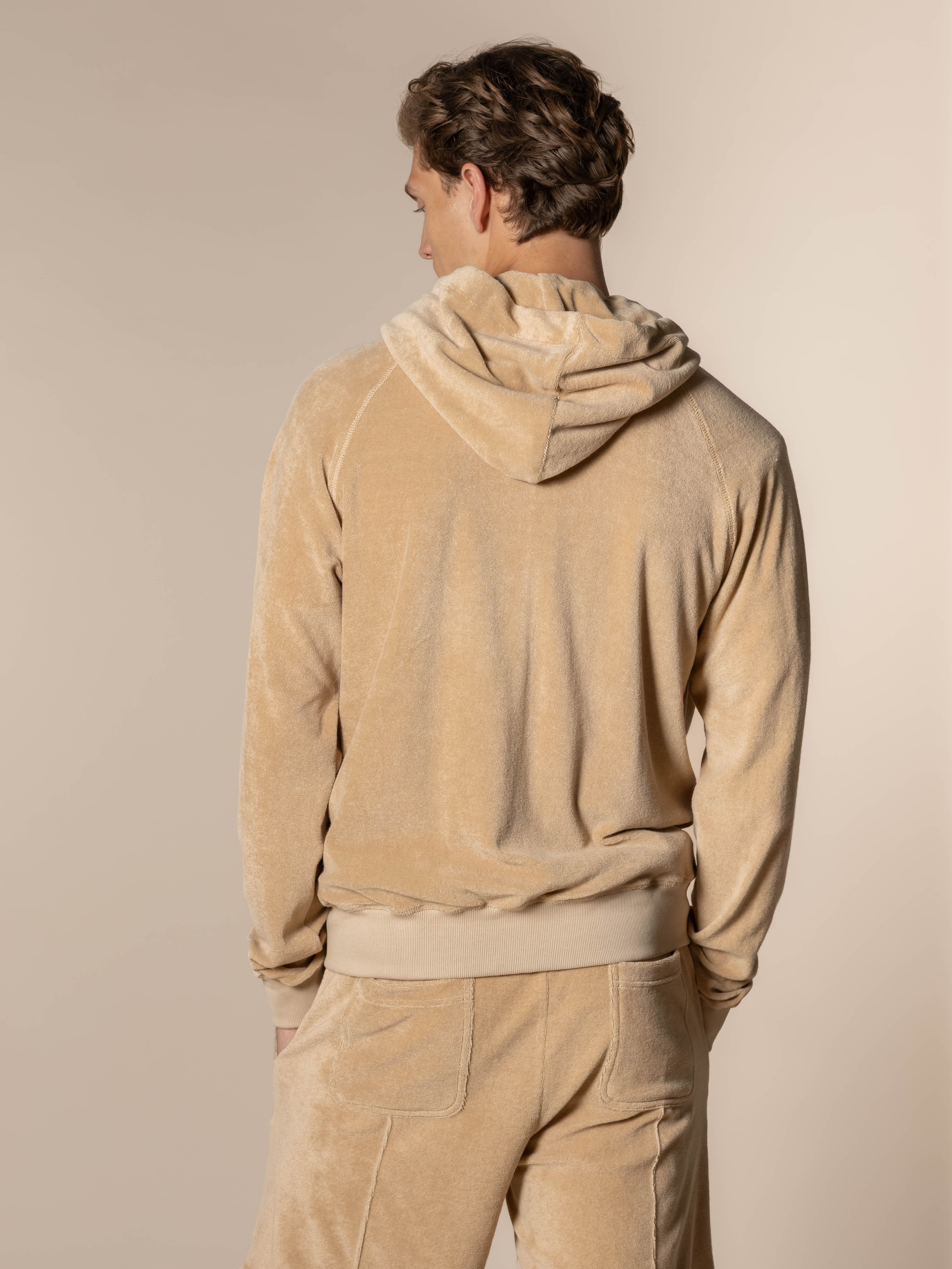 Beige Terry Towelling Zipper Vest - Image 5