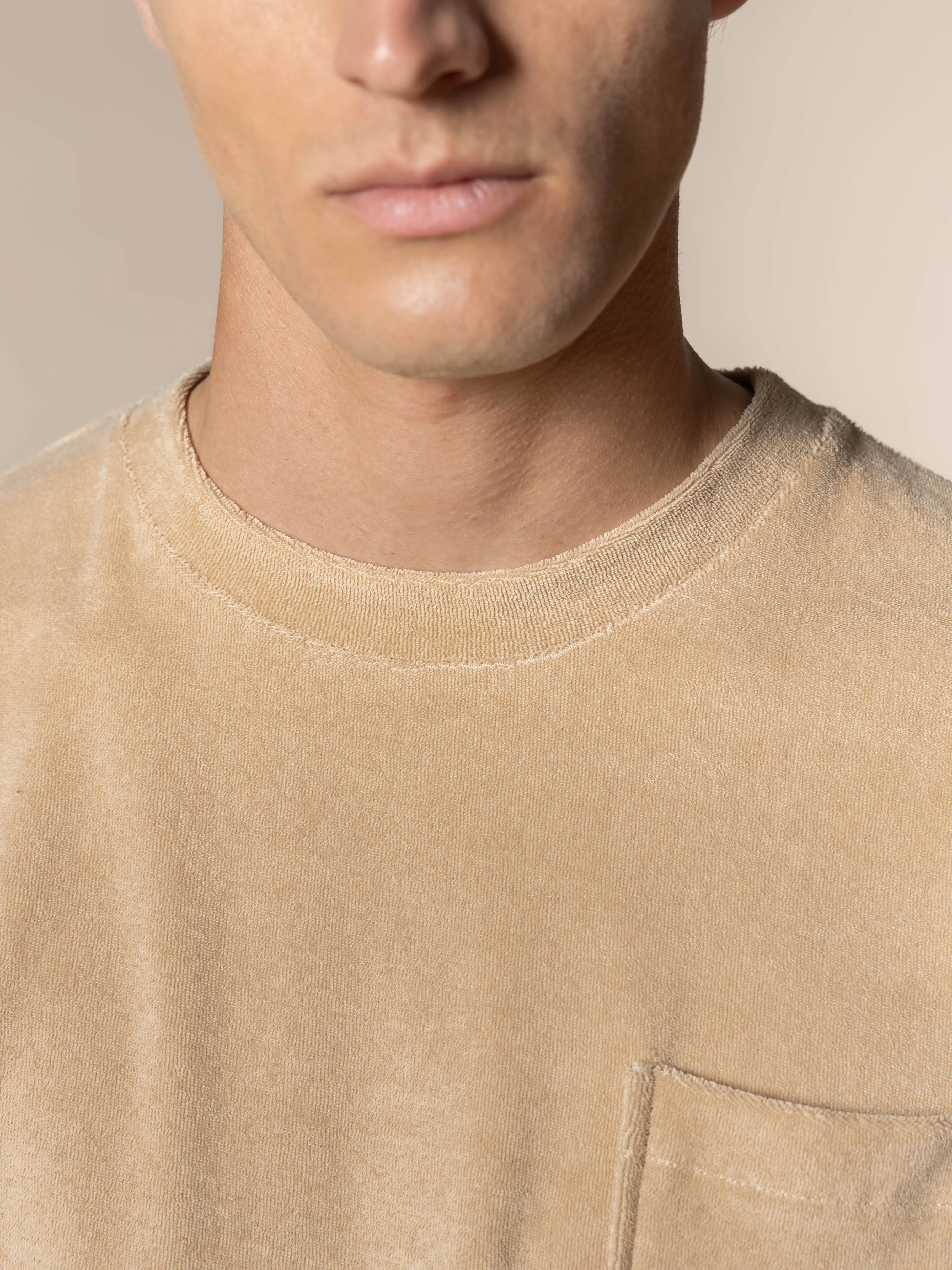 Beige Terry Towelling T-Shirt - Image 3