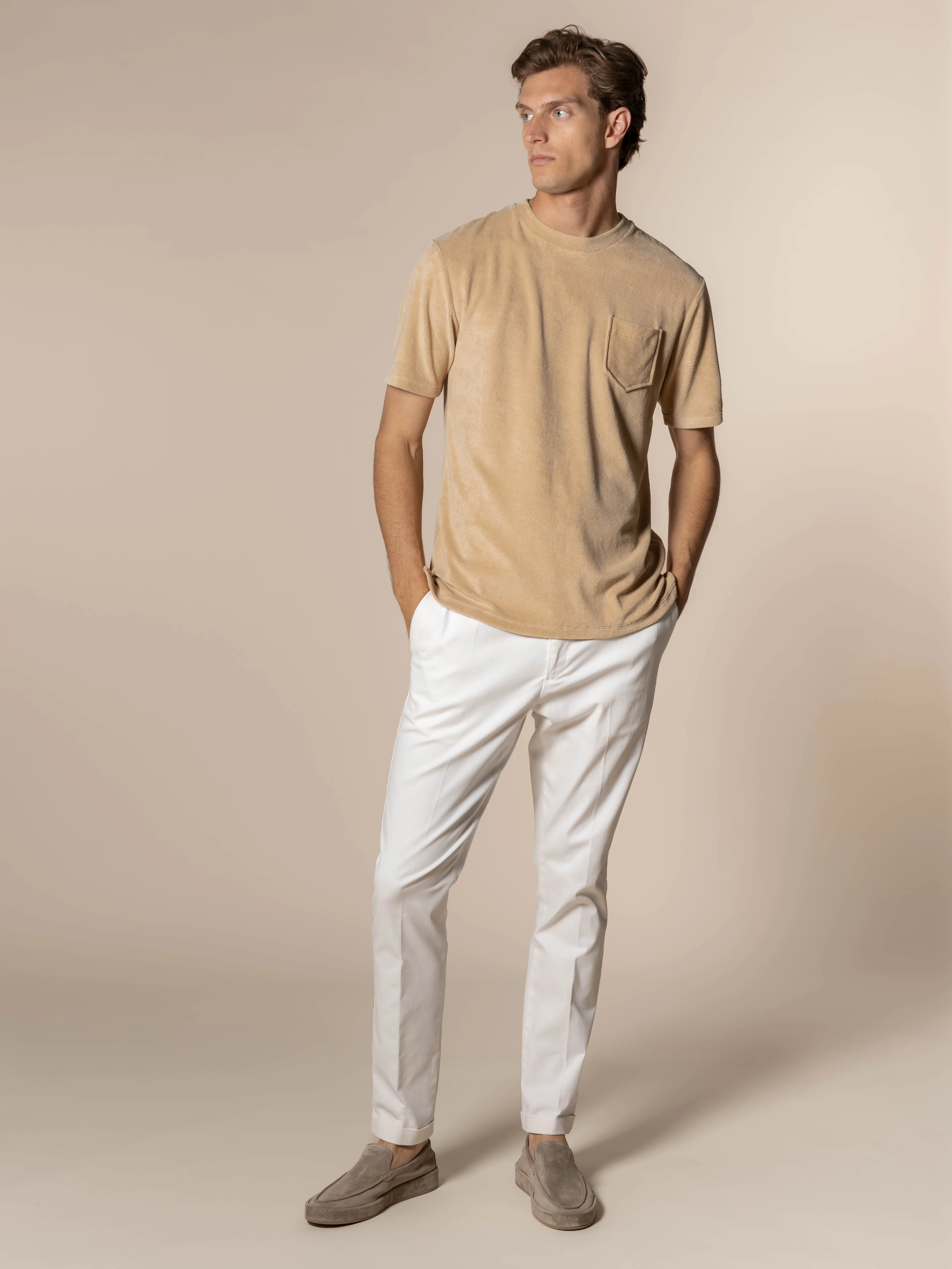 Beige Terry Towelling T-Shirt - Image 6