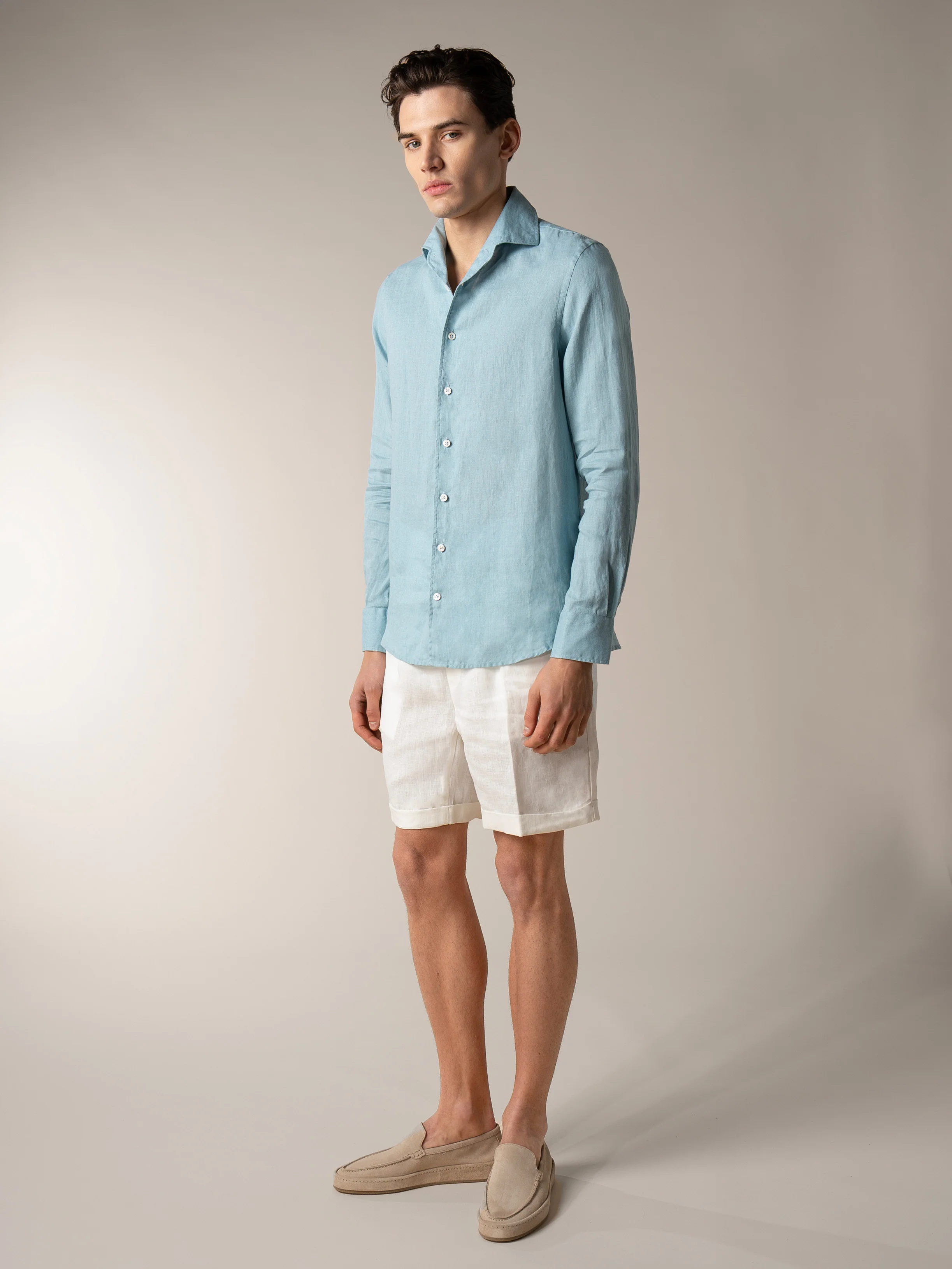 Blue Turquoise Linen Seaside Shirt - Image 6