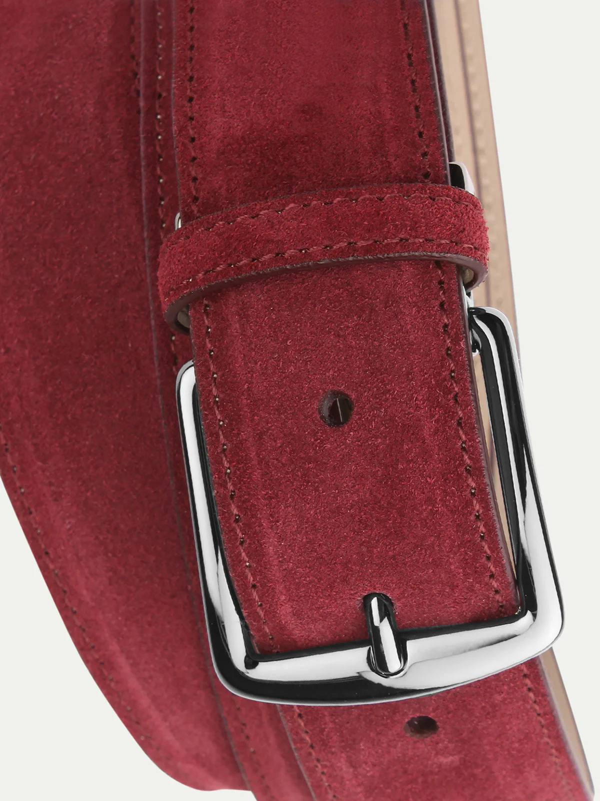 Burgundy Suede Leather Belt - Image 2