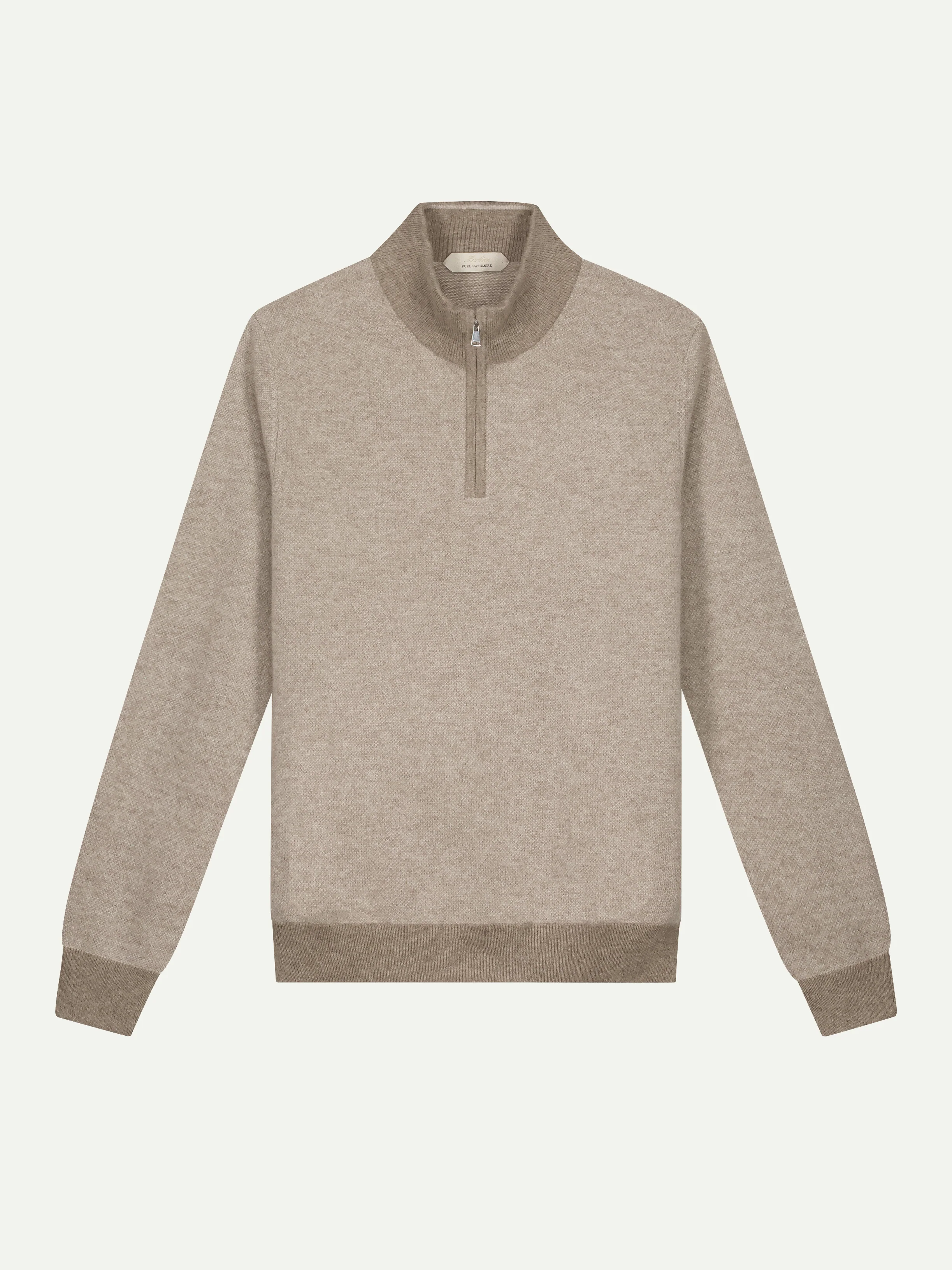 Greige Jaquard Zipper Sweater