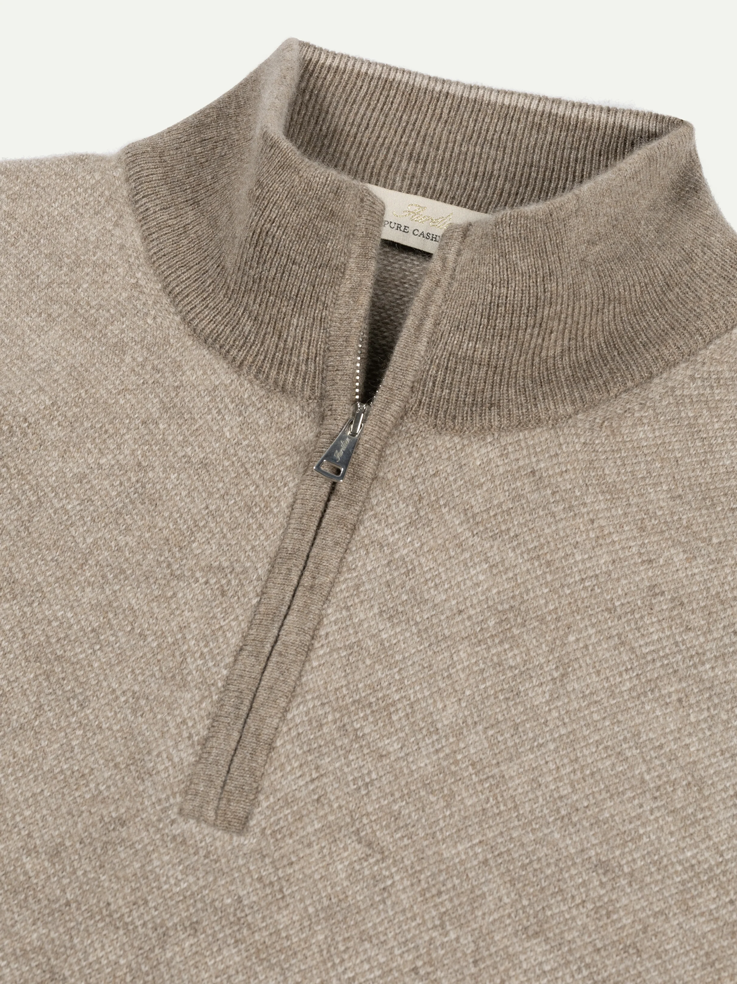 Greige Jaquard Zipper Sweater - Image 2