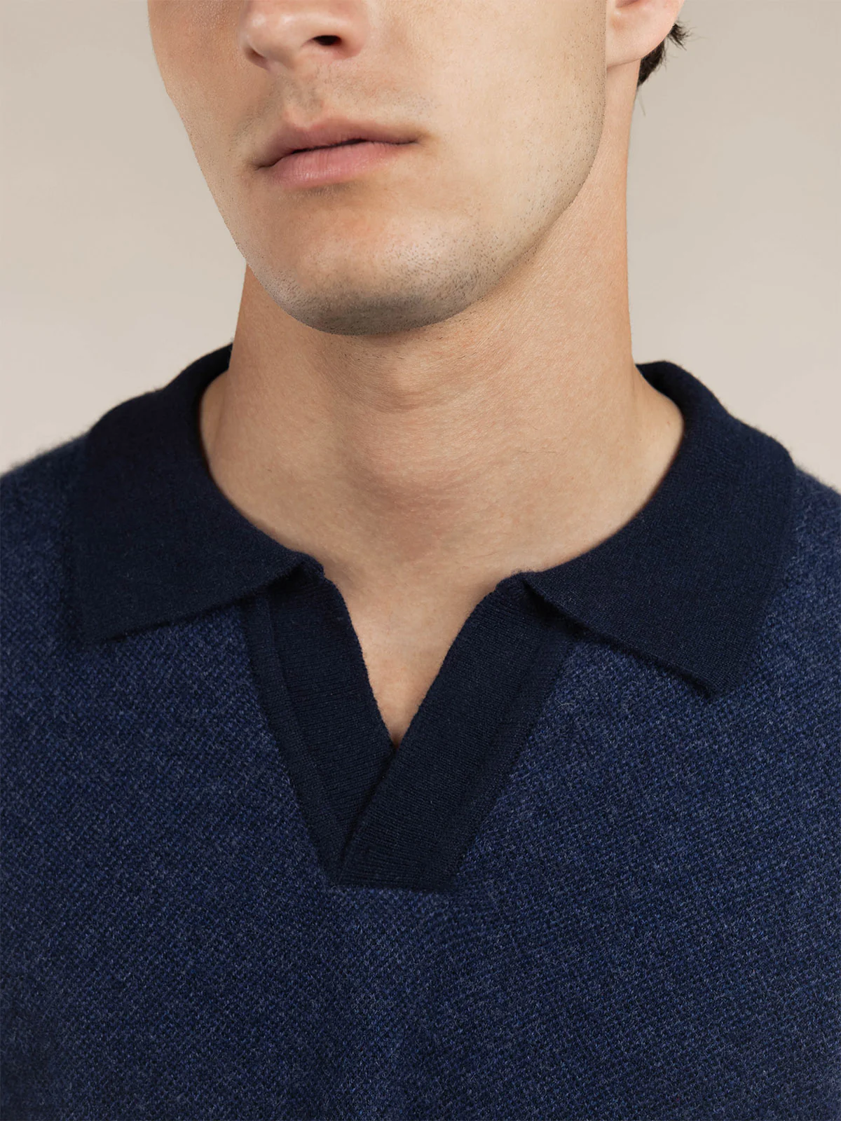 Navy Jaquard Polo - Image 3