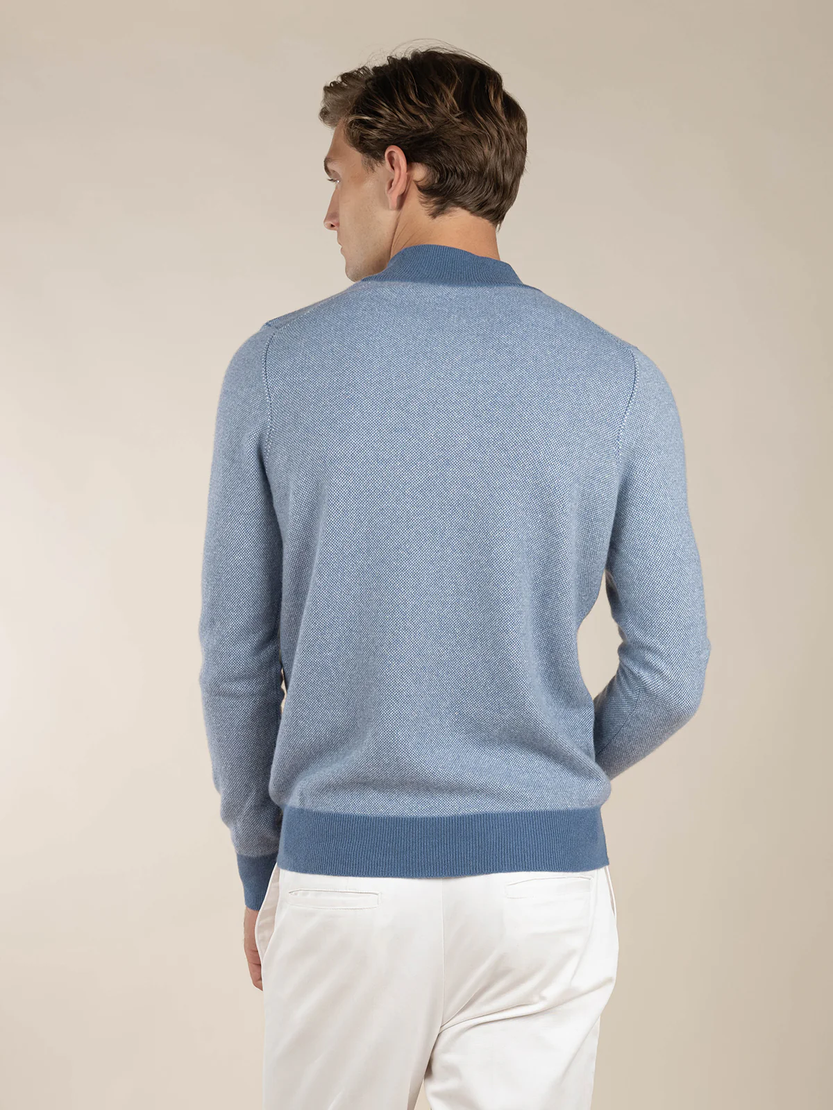 Steel Blue Jaquard Zipper Sweater - Image 5