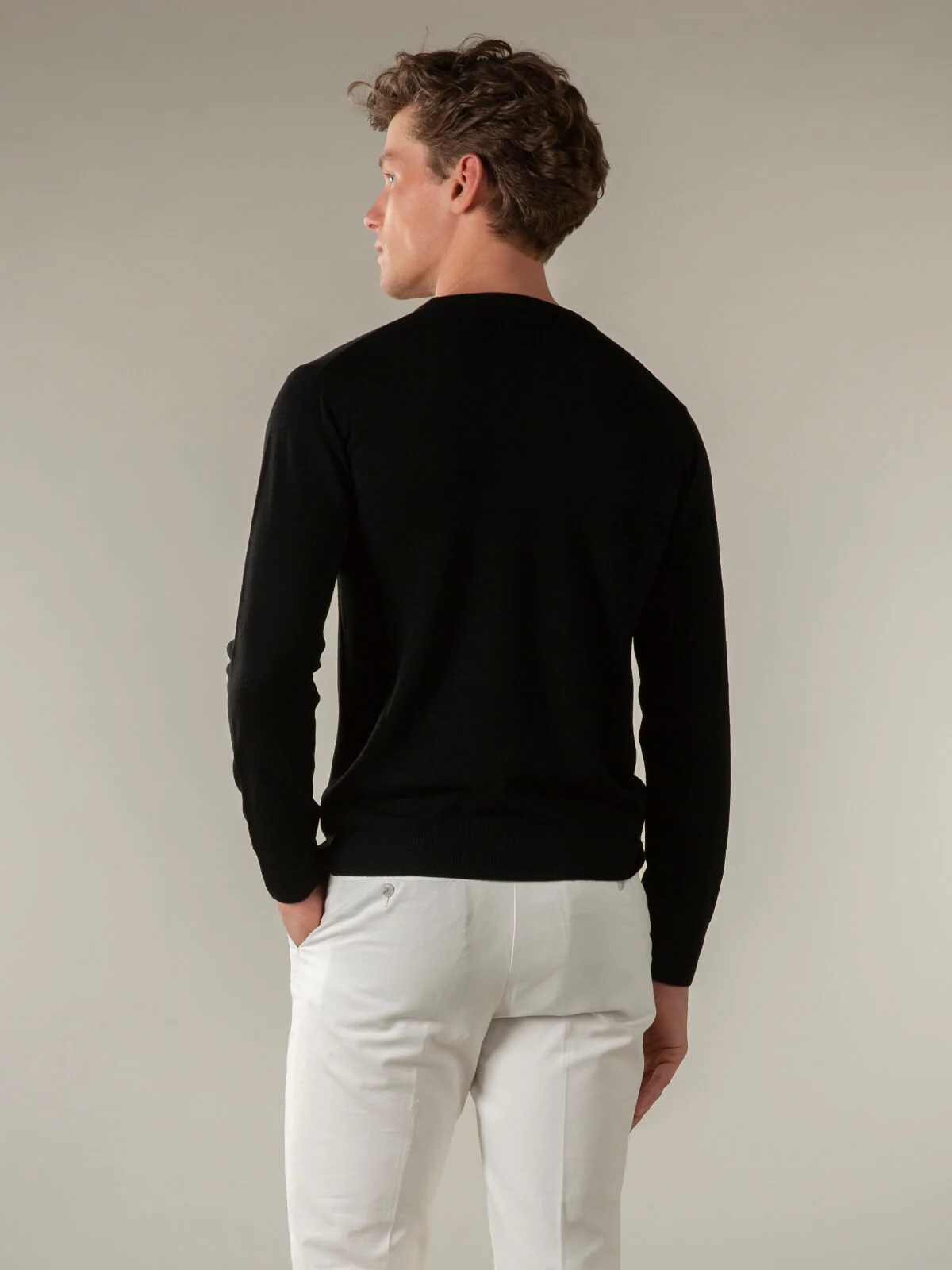 Extrafine Merino Crew Neck Sweater Black - Image 4