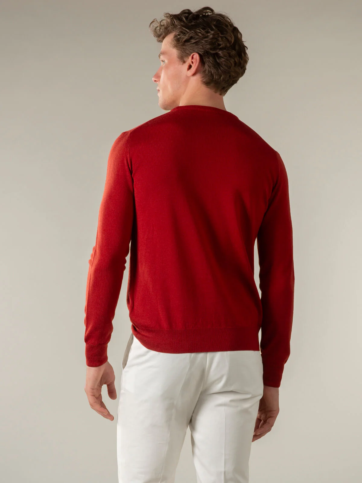 Extrafine Merino Crew Neck Sweater Burnt Sienna - Image 4