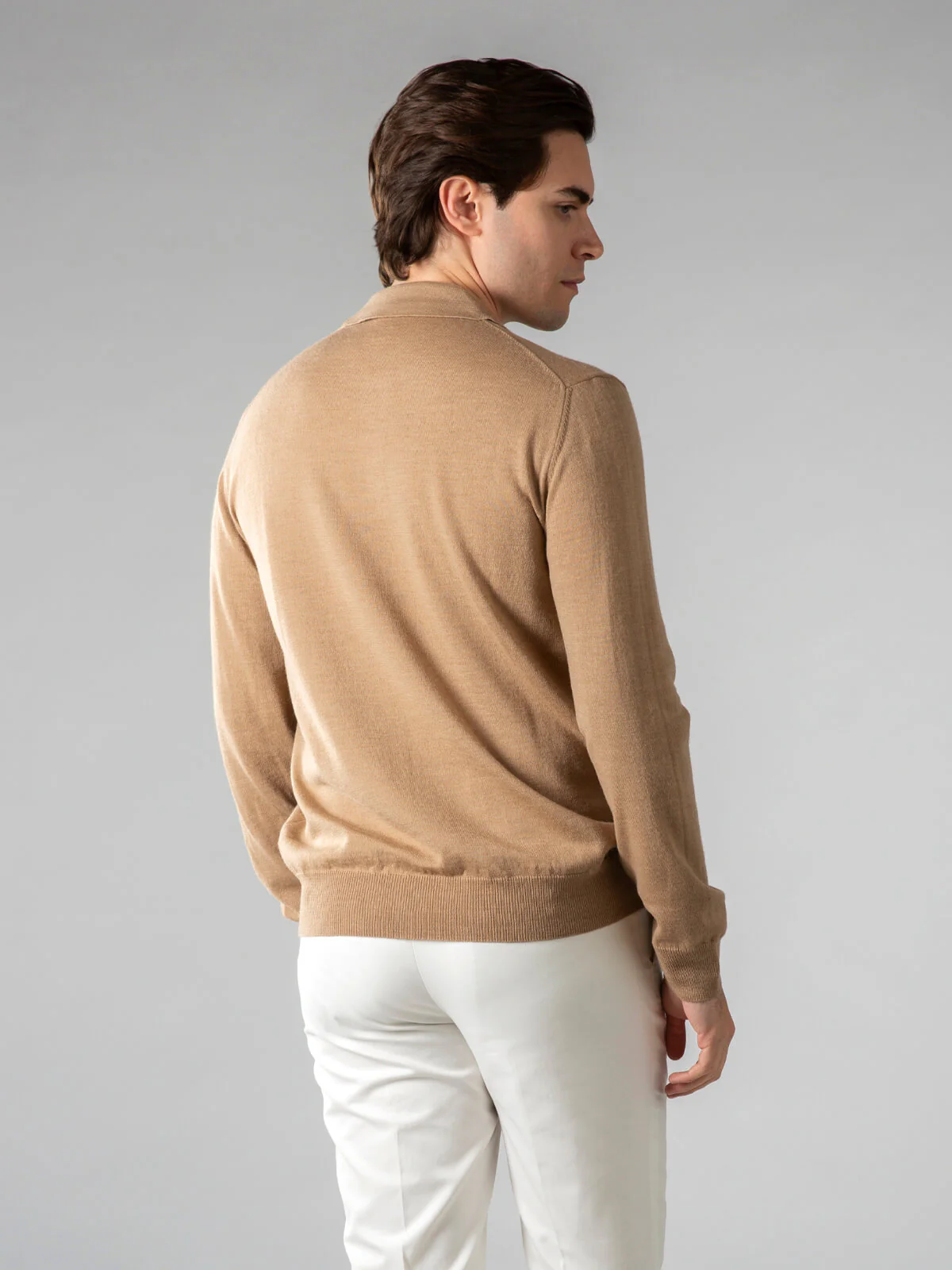 Extrafine Merino Polo Beige - Image 3