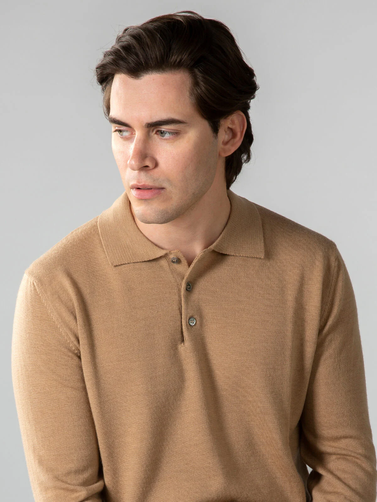 Extrafine Merino Polo Beige - Image 4