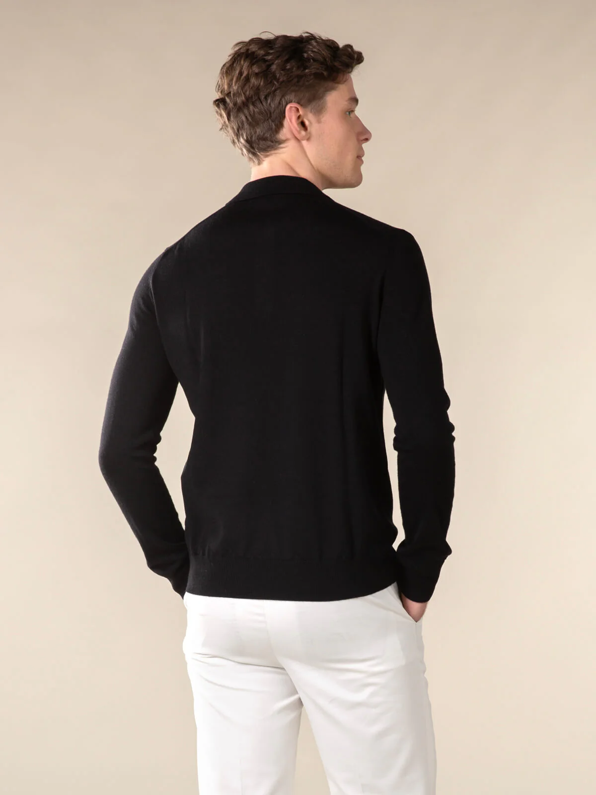 Extrafine Merino Polo Black - Image 4