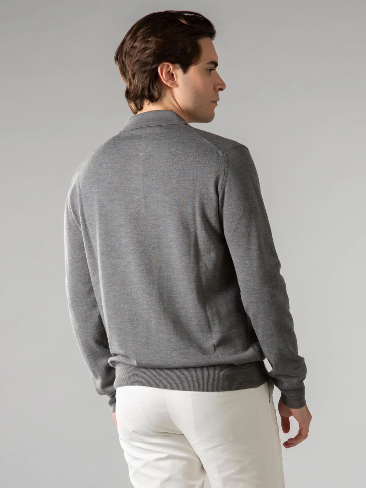 Extrafine Merino Polo Dark Grey - Image 4