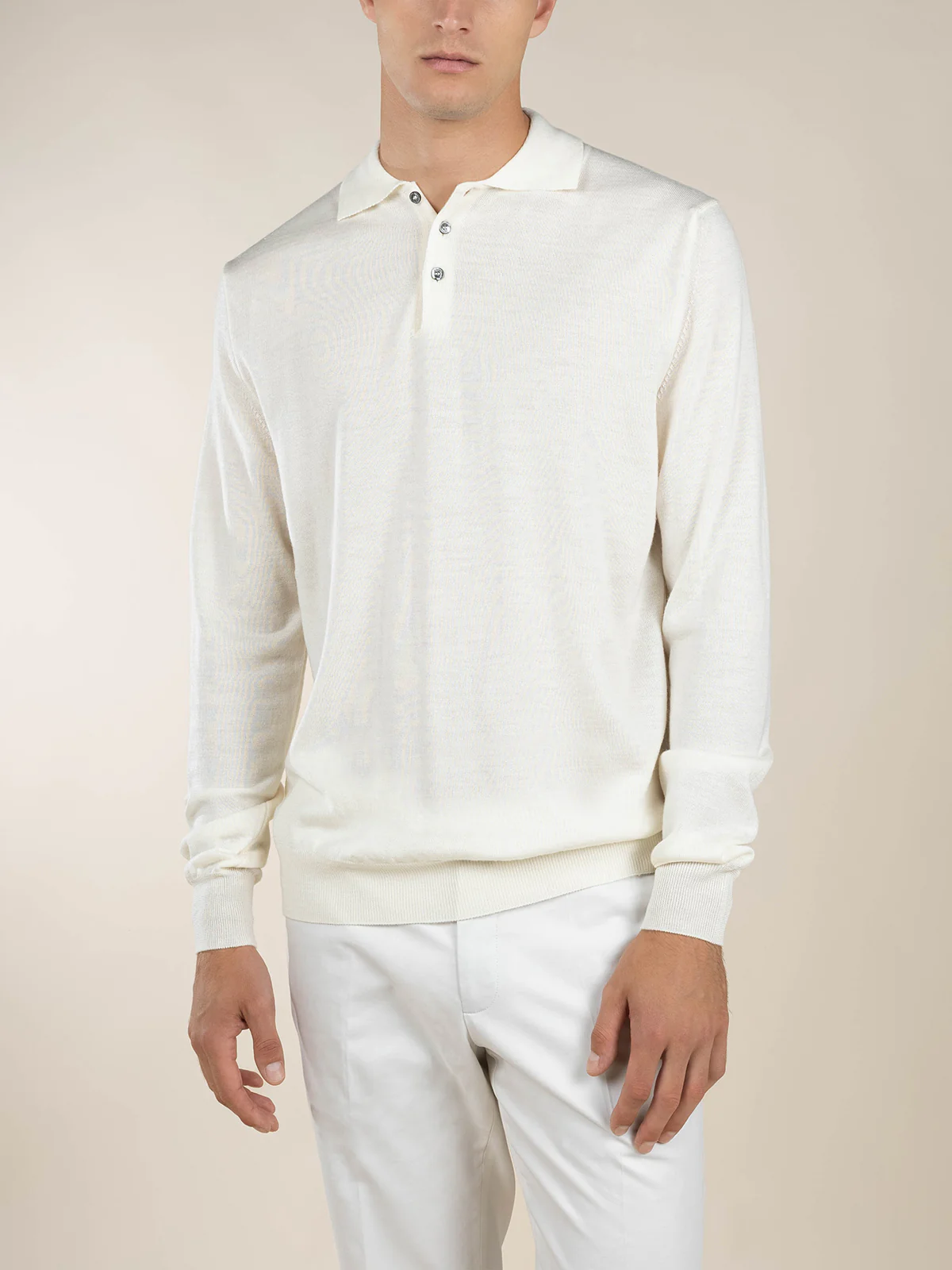 Extrafine Merino Polo Ivory - Image 2