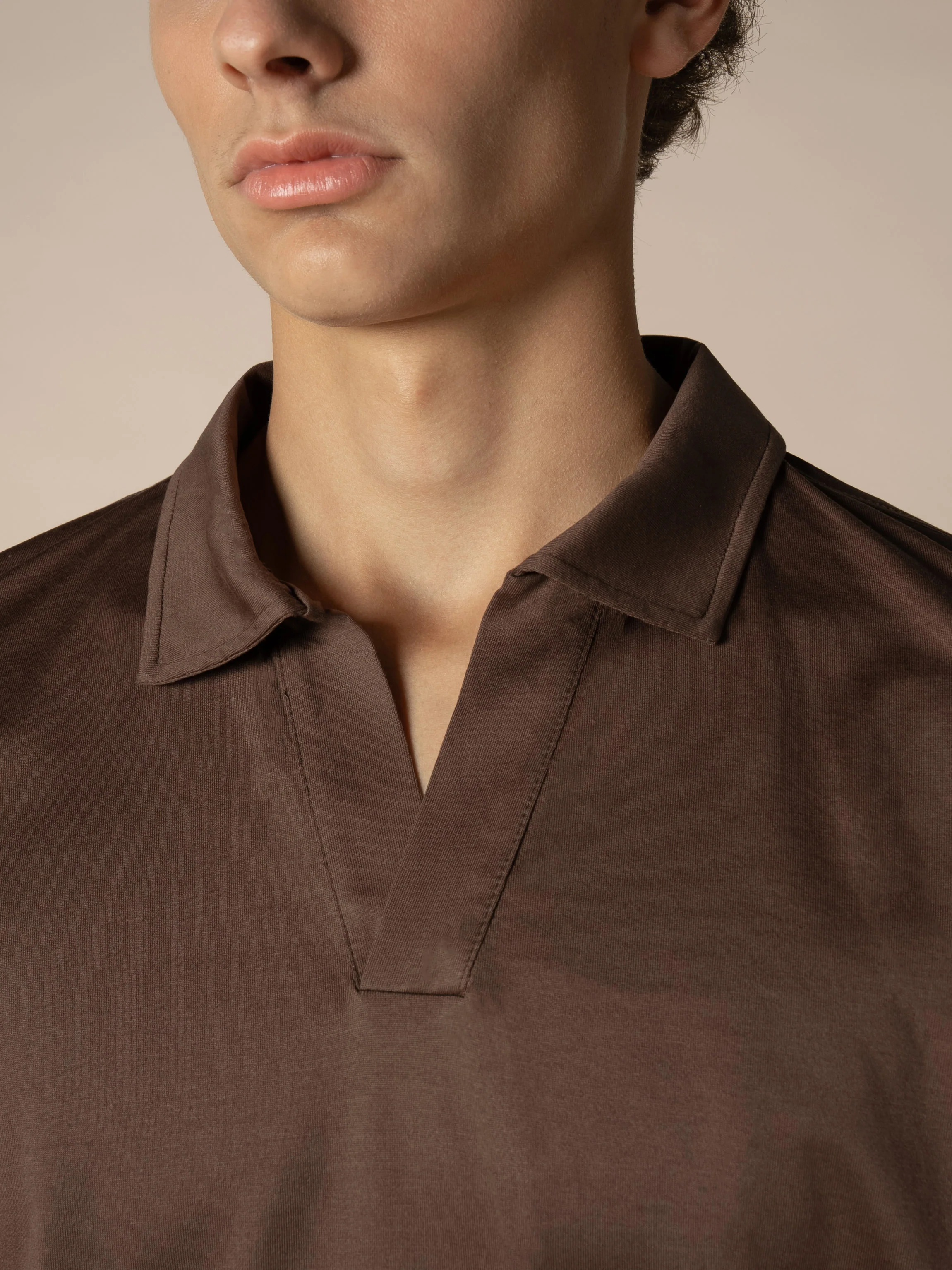Chocolate Buttonless Polo Shirt - Image 4