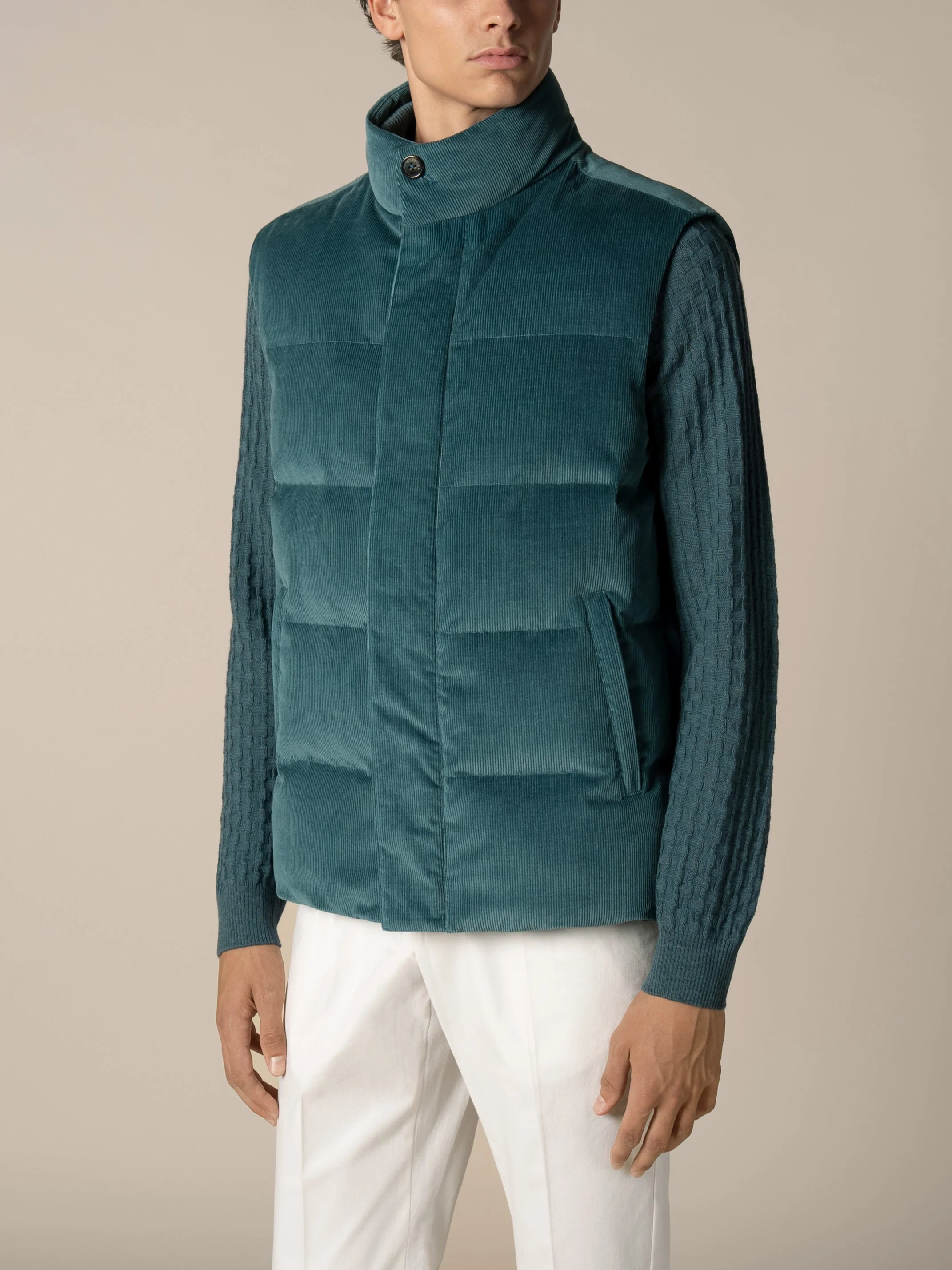 Corduroy AUR1 Body Warmer | Dark Aquamarine - Image 2