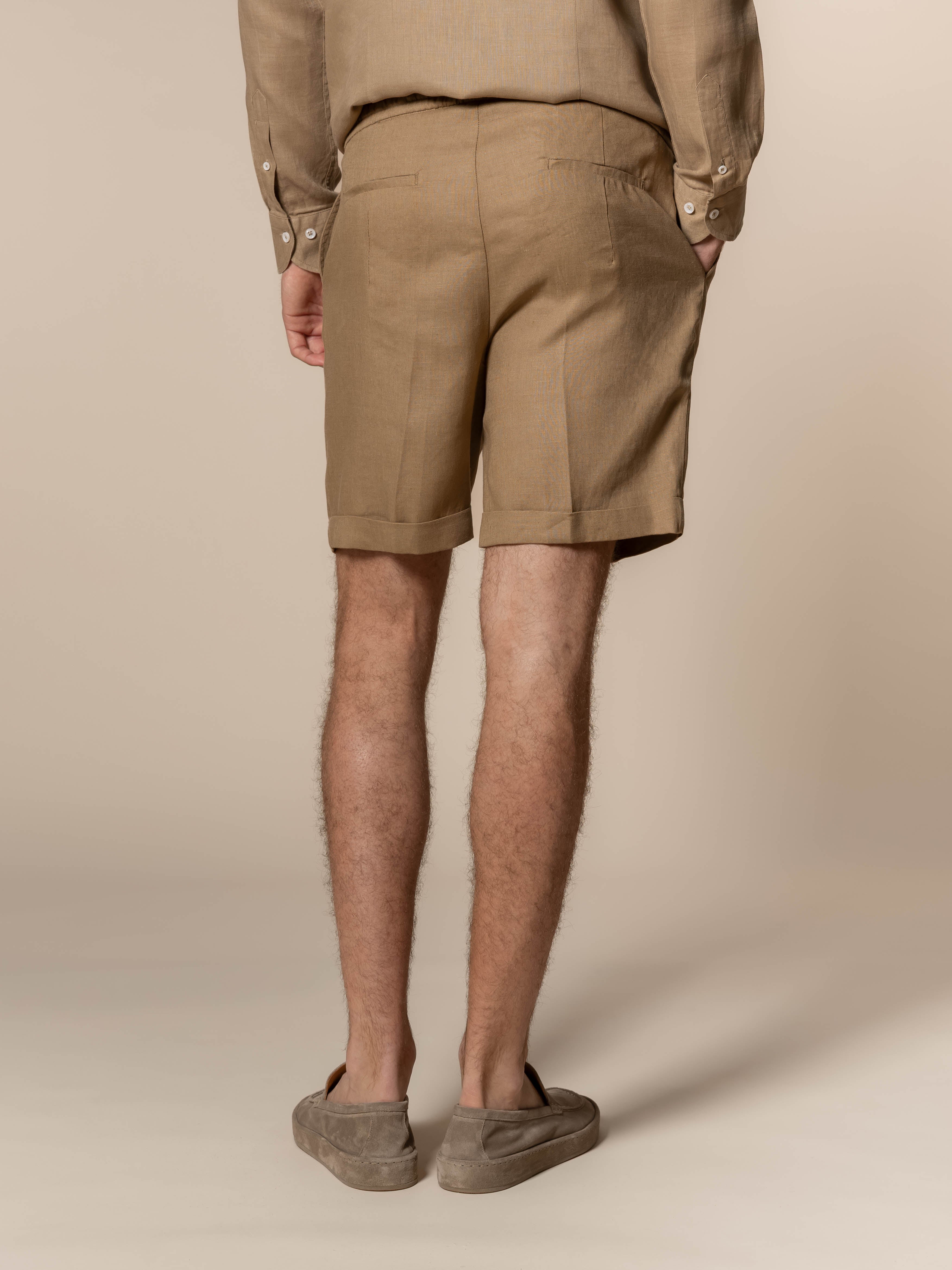 Dark Taupe Linen Seaside Shorts - Image 5
