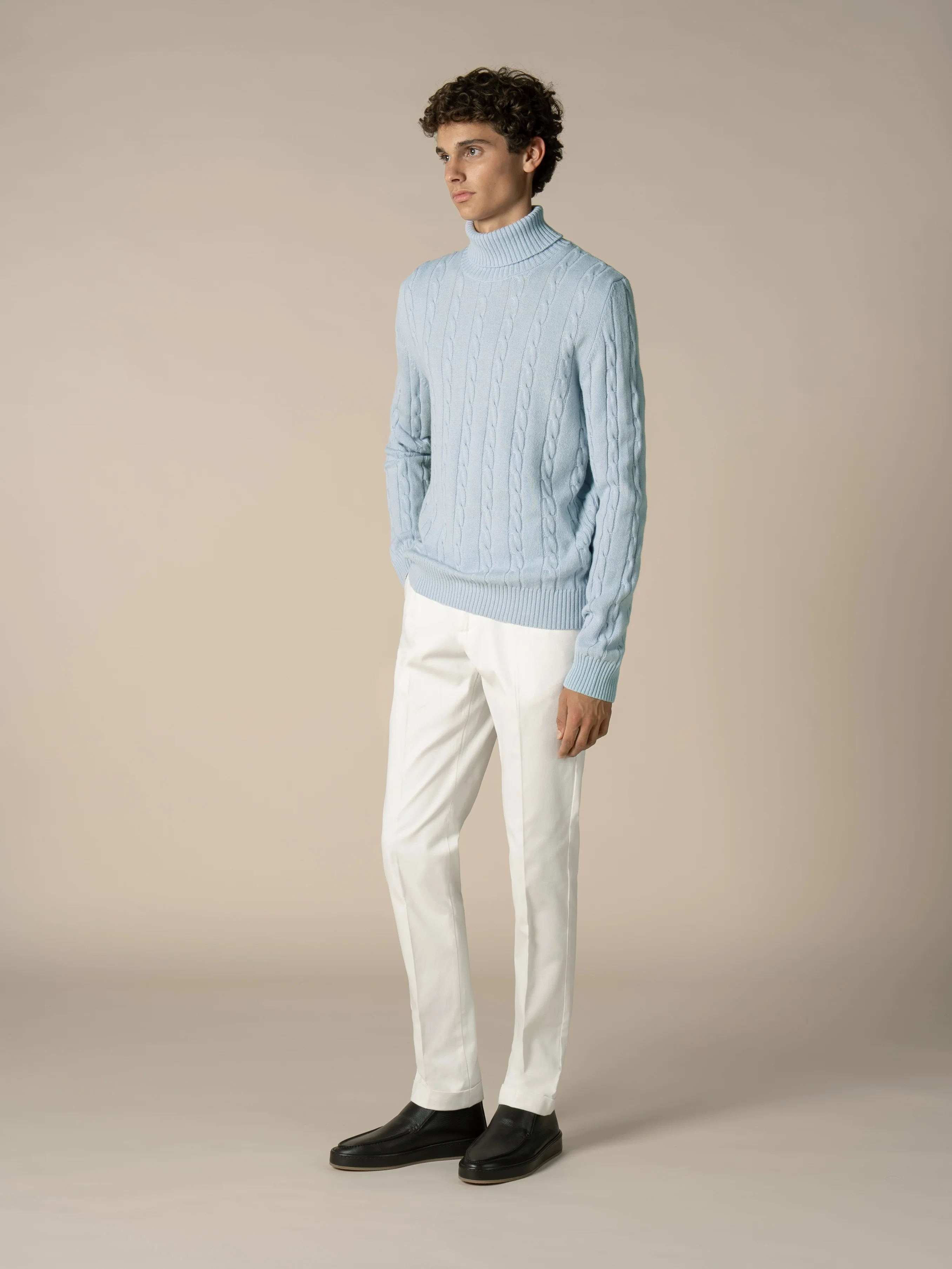 Dolcevita Cable Knit Sweater Baby Blue - Image 7