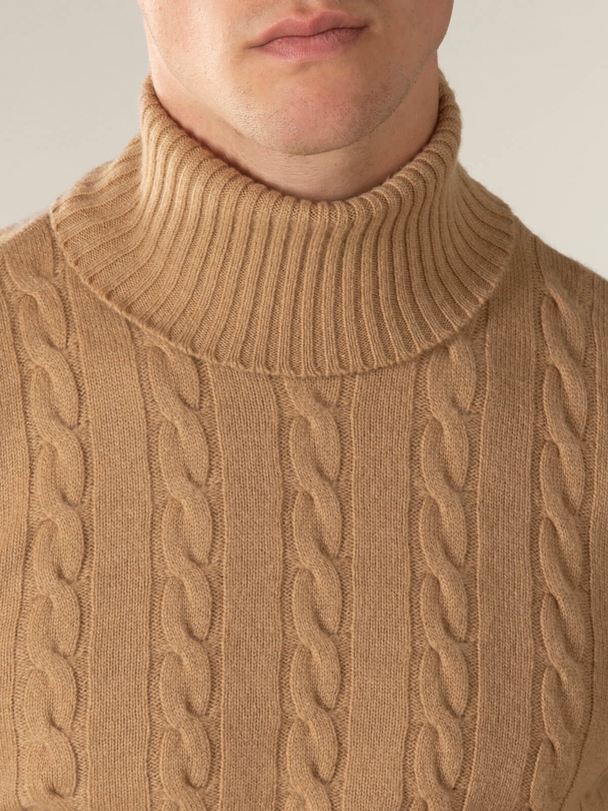 Dolcevita Cable Knit Sweater Beige - Image 3