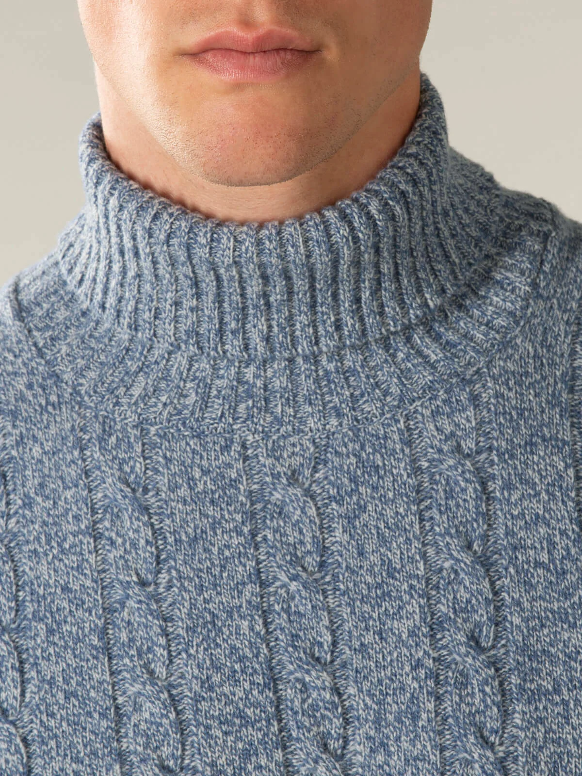 Dolcevita Cable Knit Sweater Light Blue - Image 3