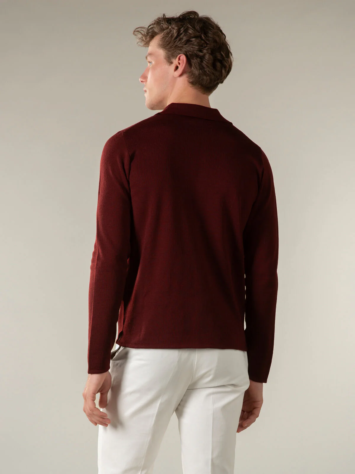 Extrafine Merino Knitted Shirt Burgundy - Image 4