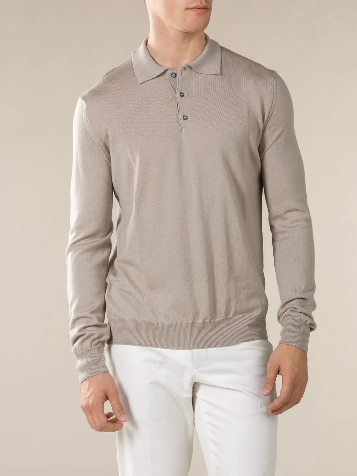 Extrafine Merino Polo Greige - Image 2