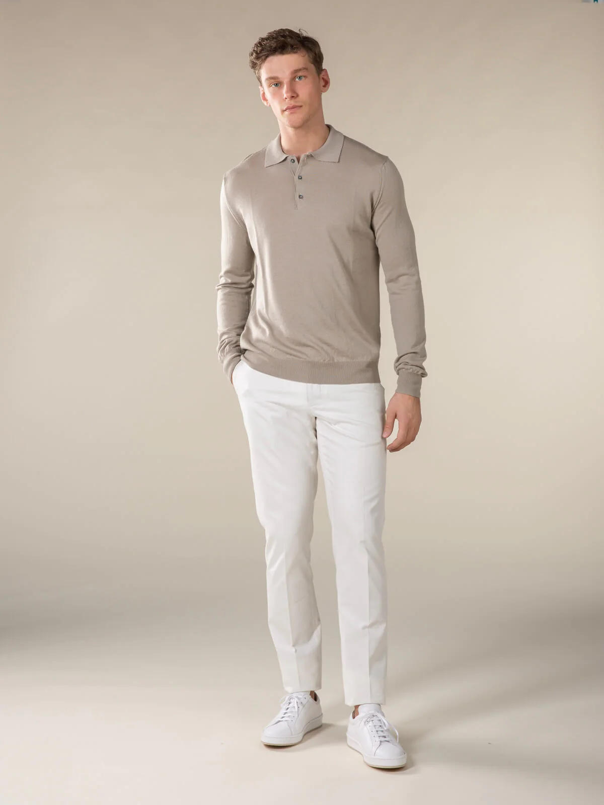 Extrafine Merino Polo Greige - Image 6