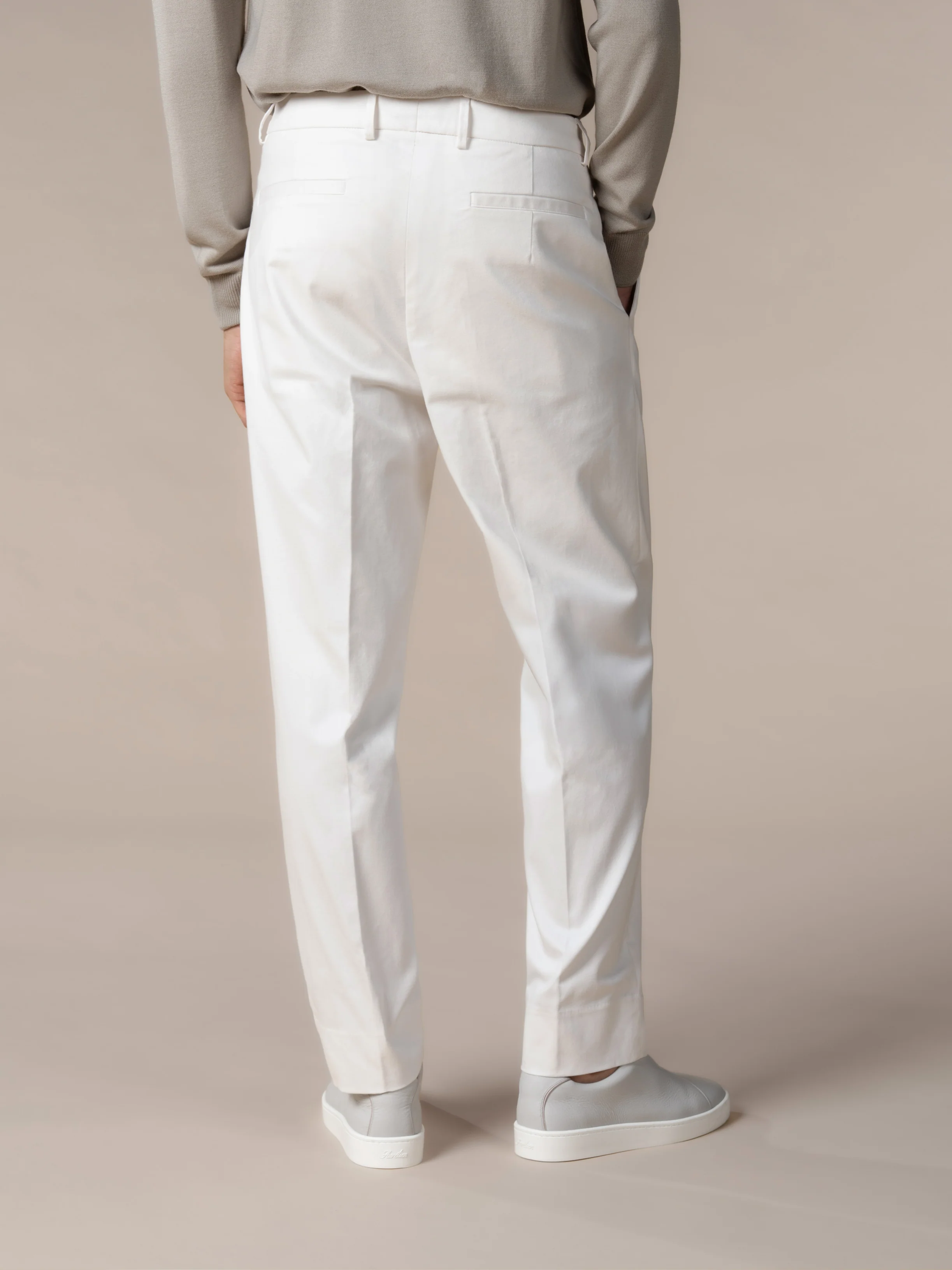 Ivory Cotton Wool Voyager Trousers - Image 4