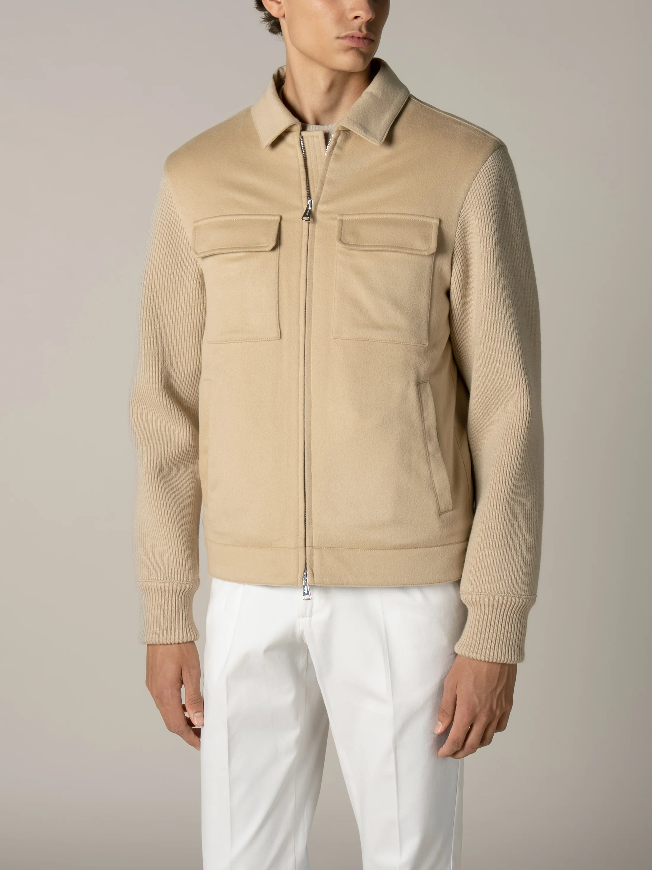 Beige City Bomber Jacket - Image 2