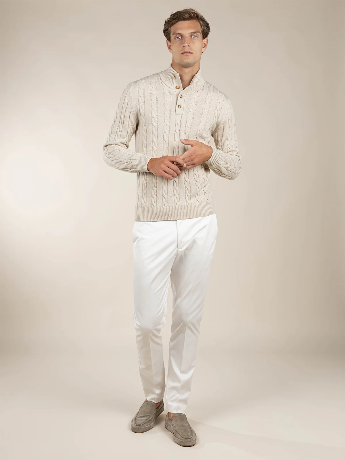 Light Beige Winter Button Sweater - Image 7