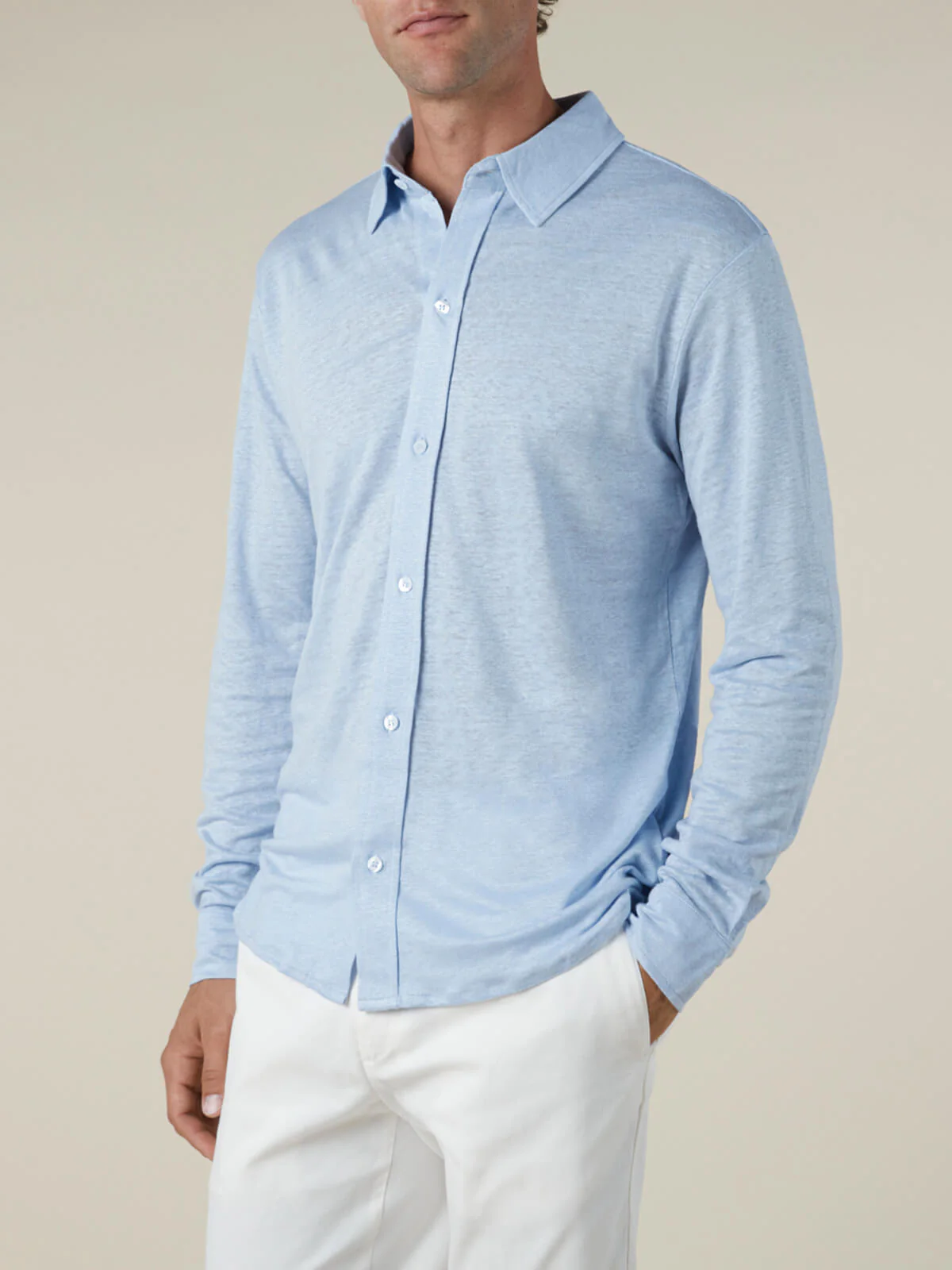 Light Blue Linen Bayside Shirt - Image 2