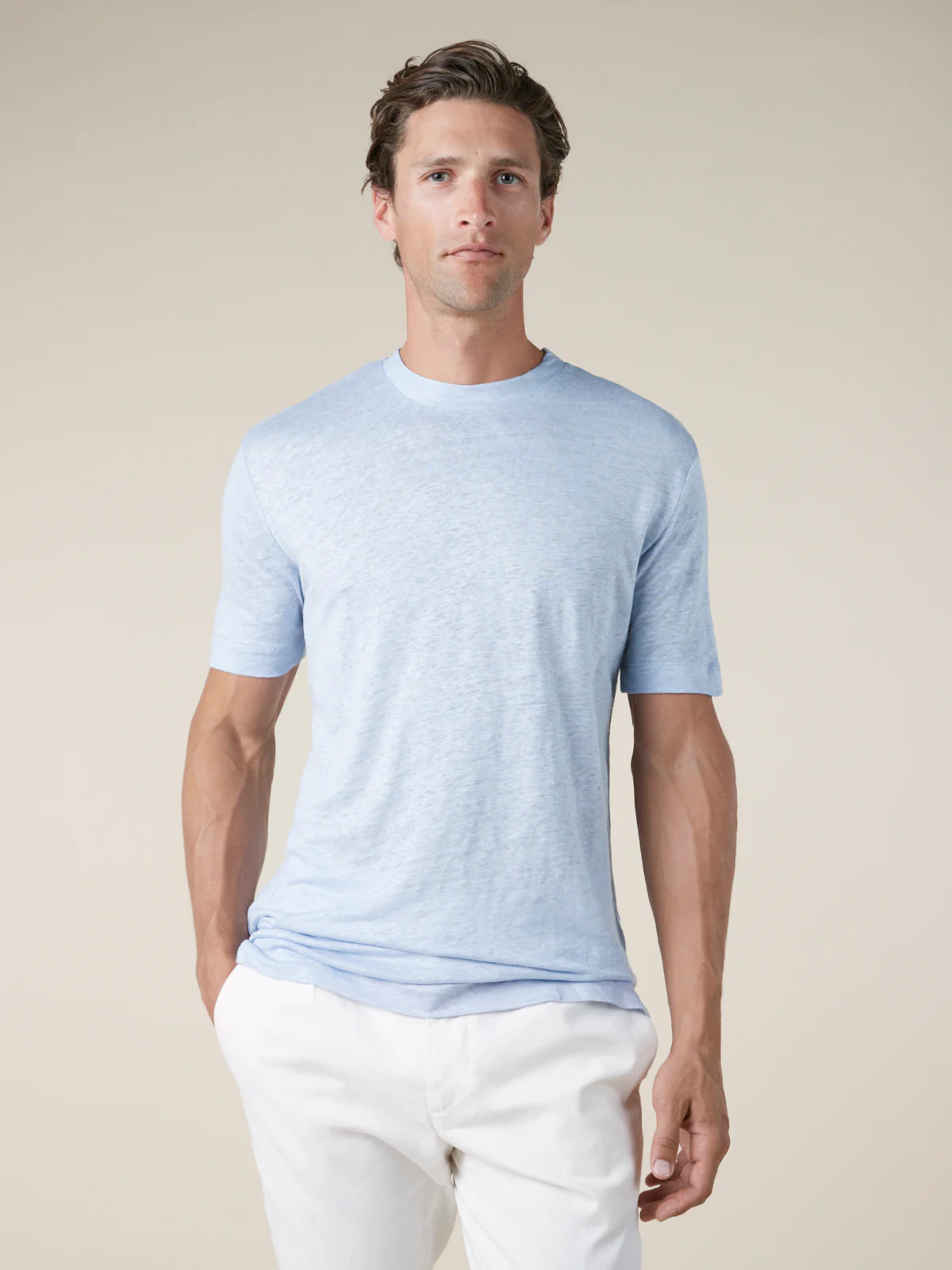Light Blue Linen City T-shirt - Image 6