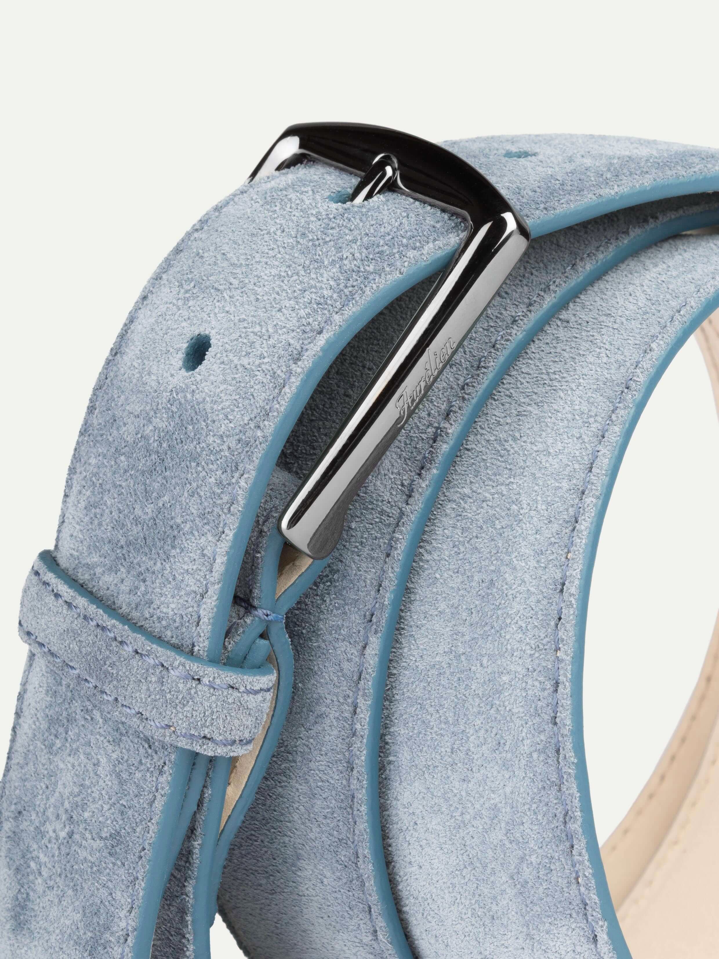 Light Blue Suede Leather Belt - Image 3