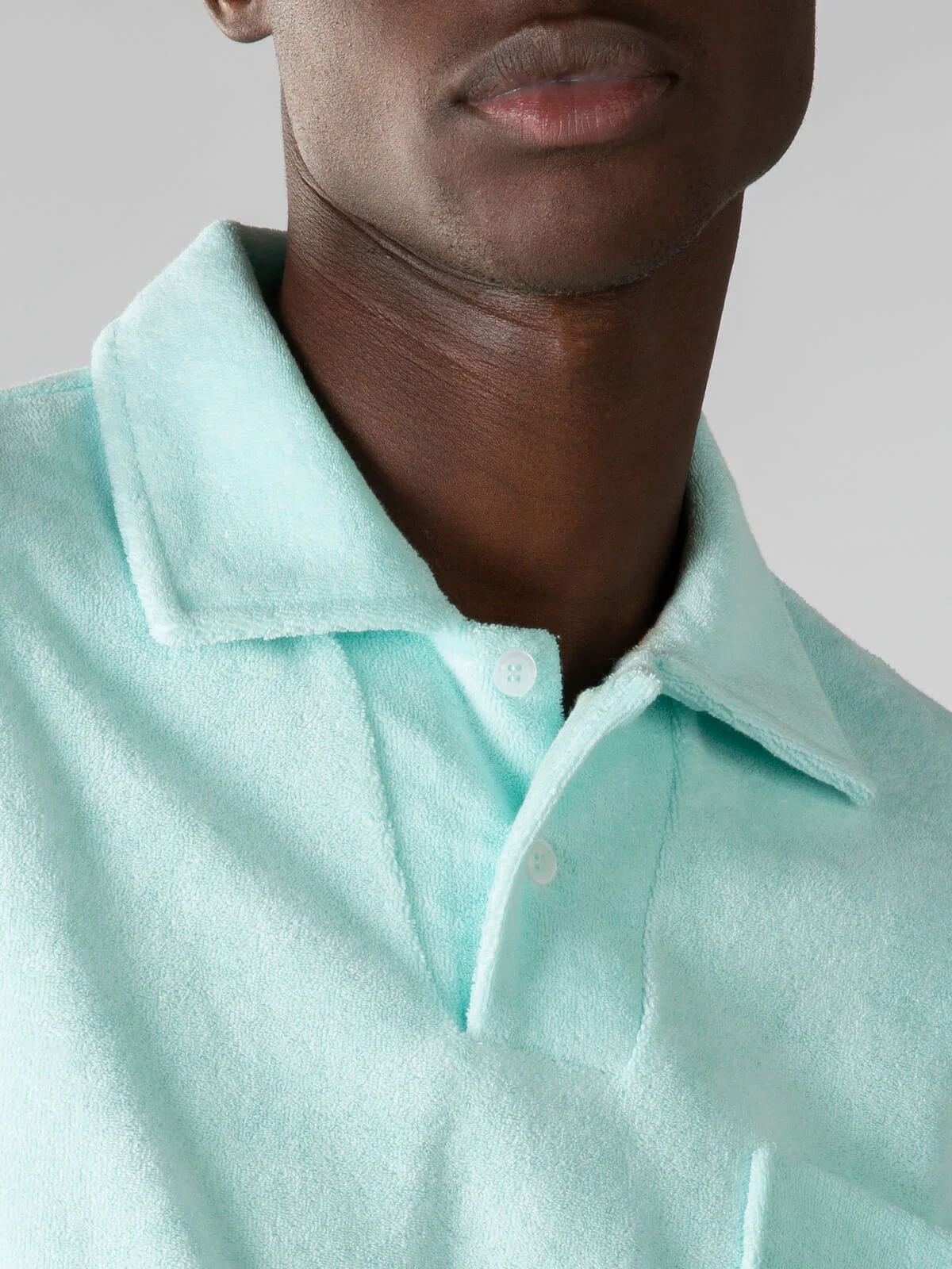 Mint Terry Towelling Polo Shirt - Image 3