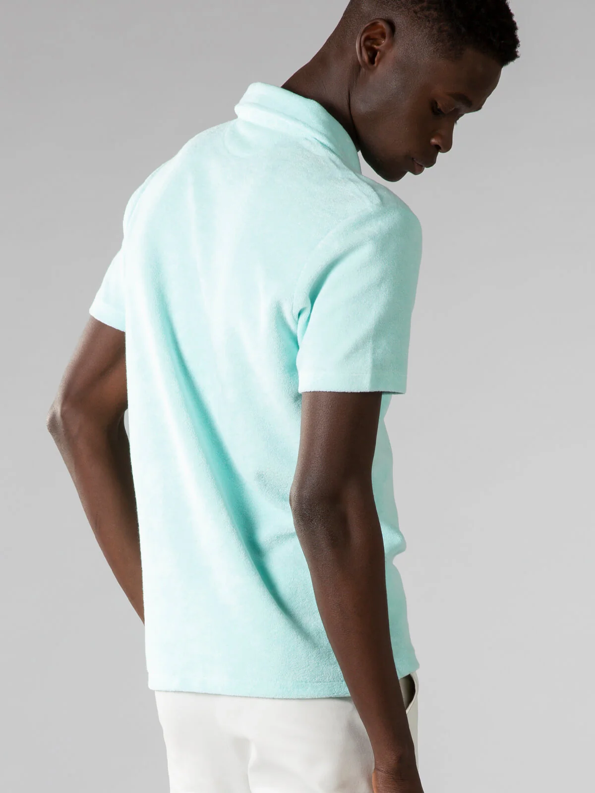 Mint Terry Towelling Polo Shirt - Image 4