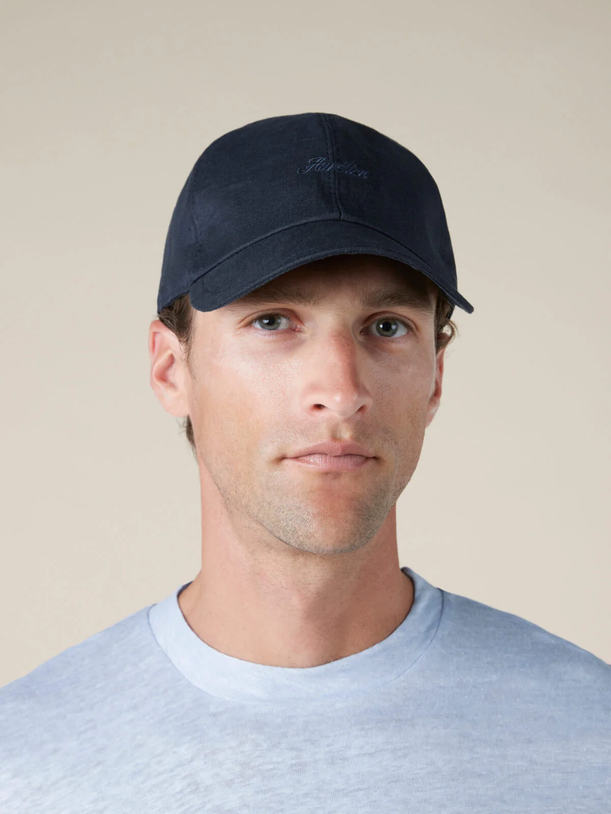 Navy Linen Baseball Cap - Image 2