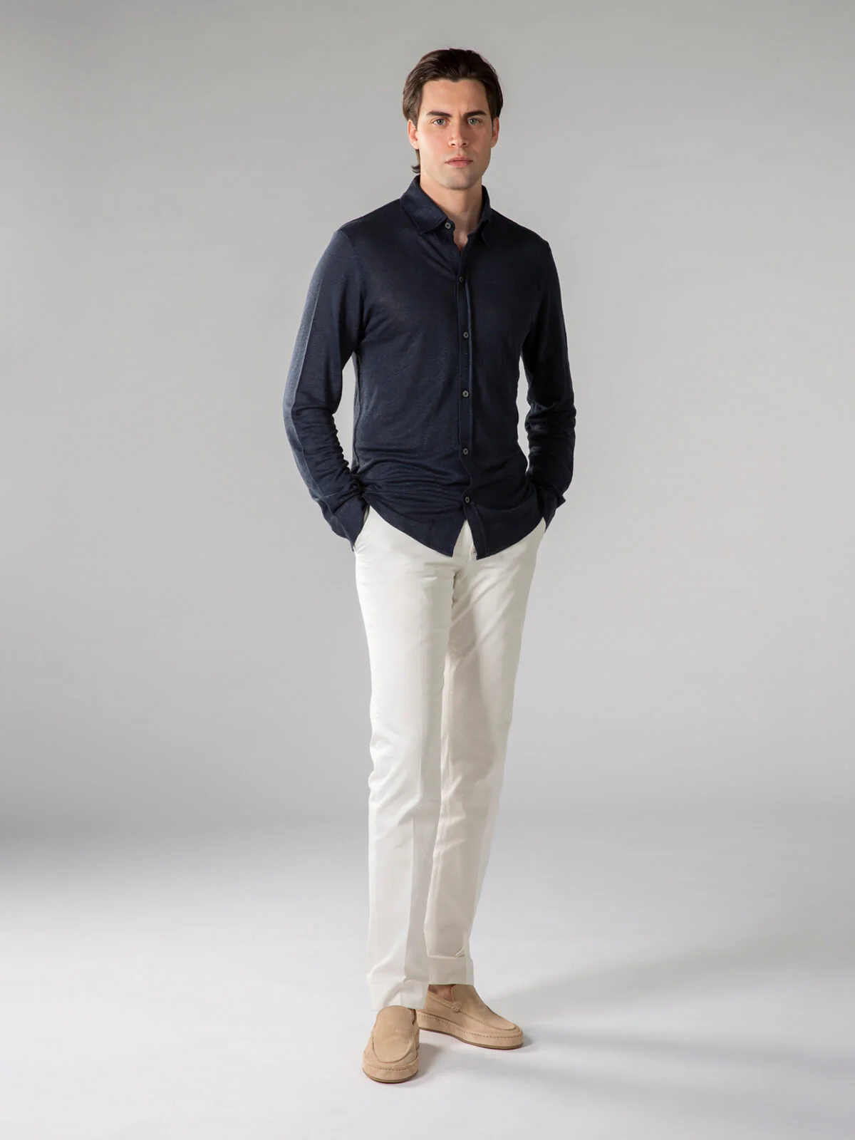 Navy Linen Bayside Shirt - Image 5
