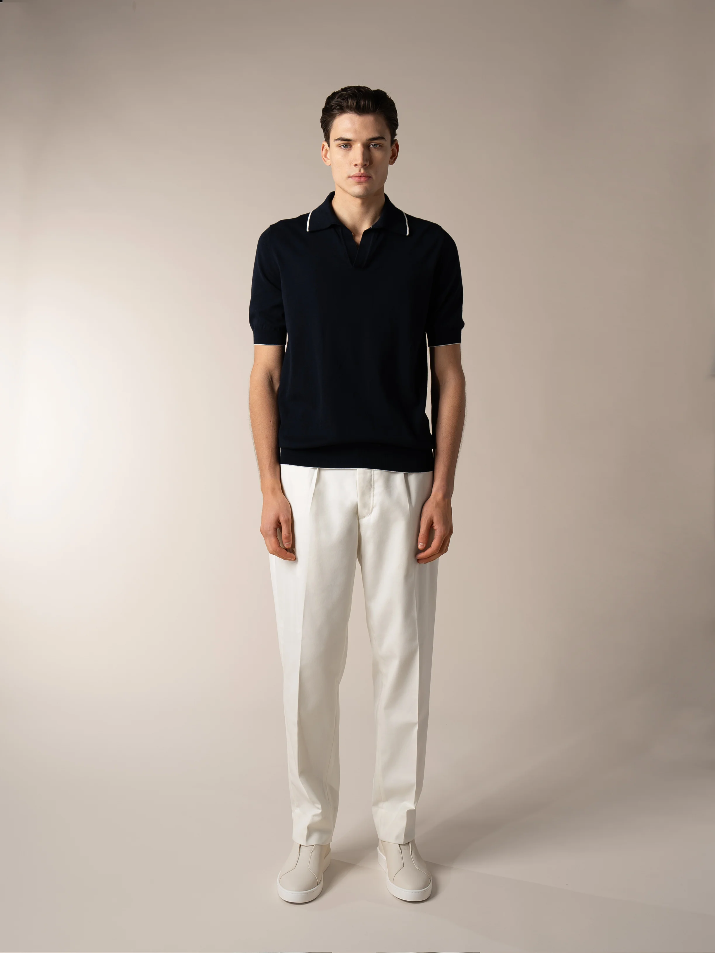 Shortsleeve Buttonless Polo Navy - Image 5