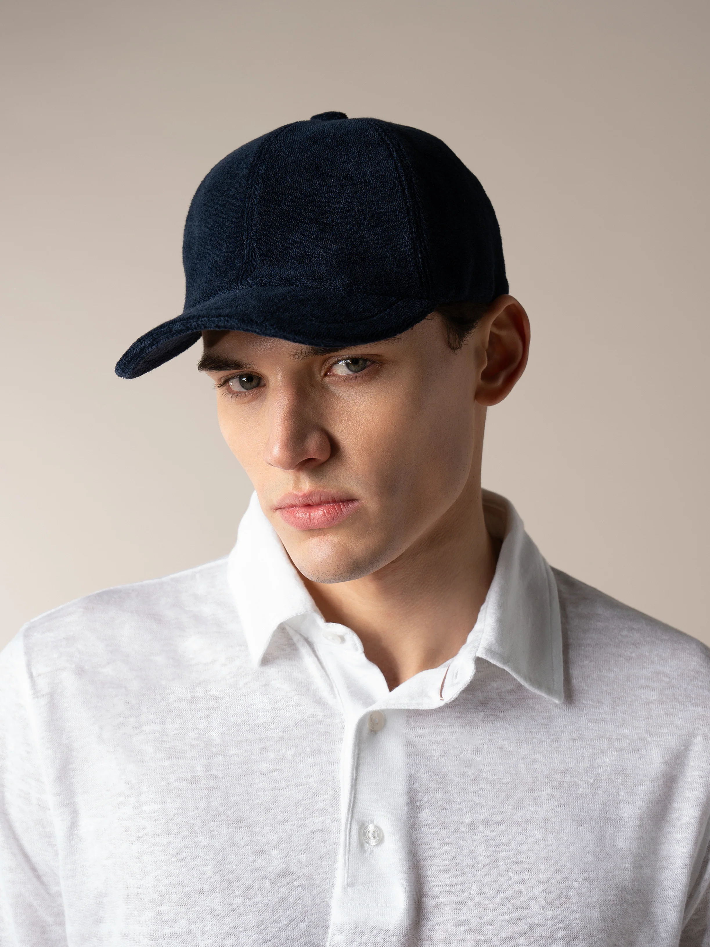 Navy Terry Towelling Baseball Cap - Image 2