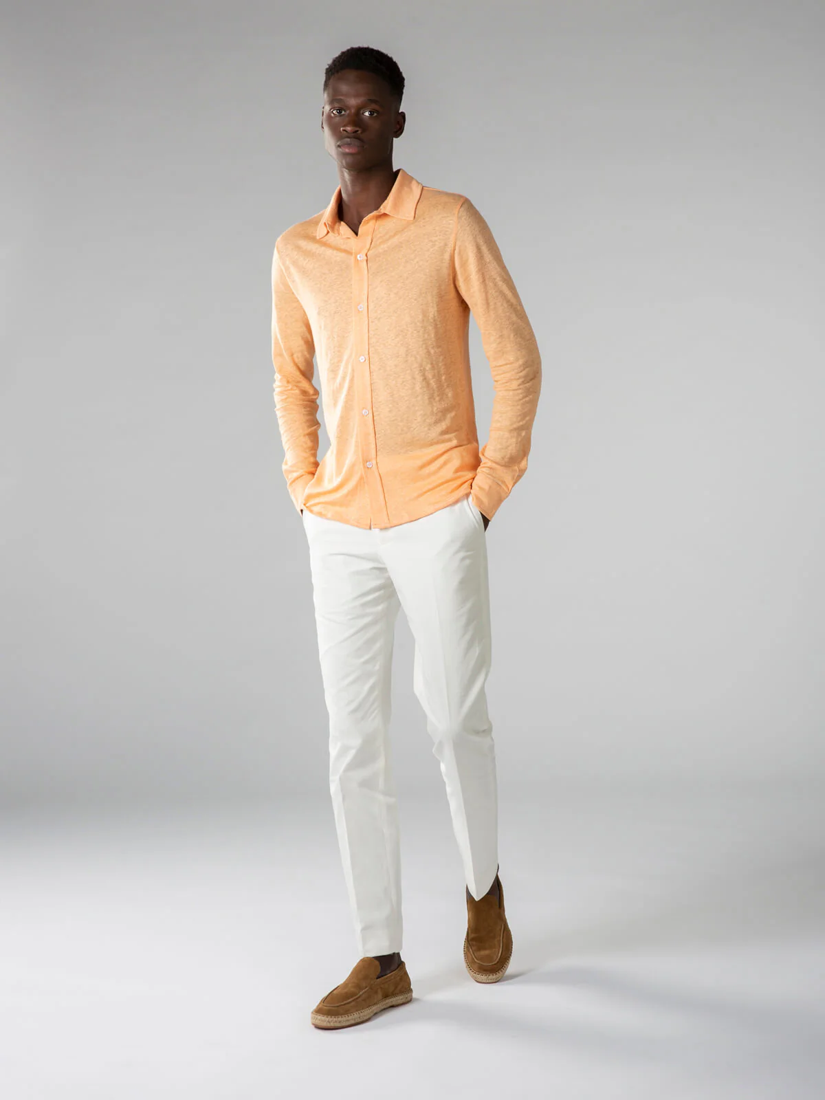 Peach Linen Bayside Shirt - Image 8