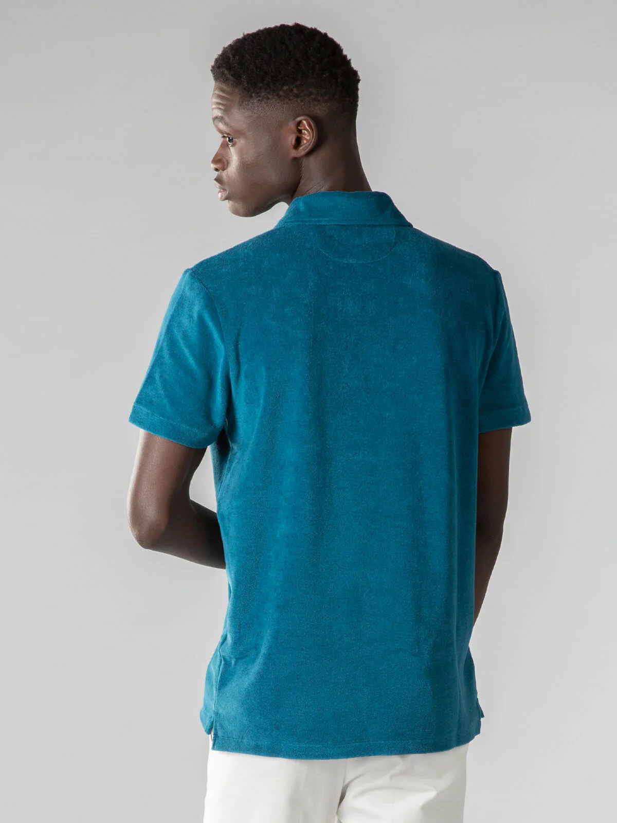 Aquamarine Terry Towelling Polo Shirt - Image 3