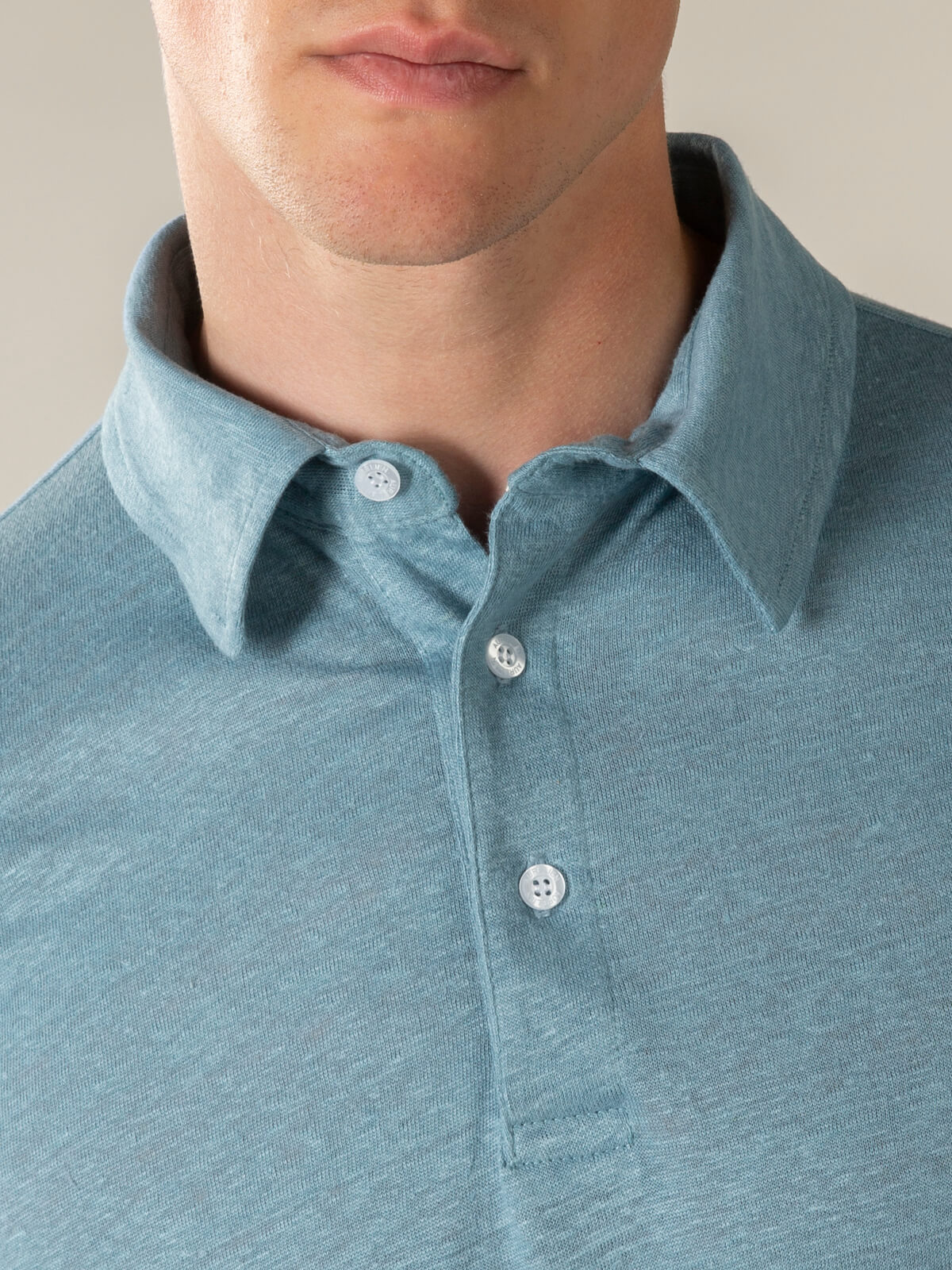 Petrol Linen Polo Shirt - Image 3