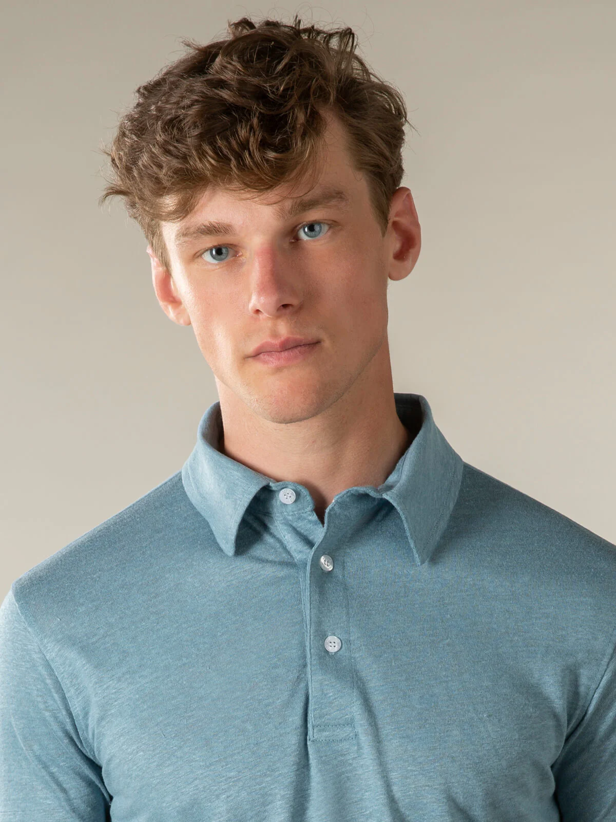 Petrol Linen Polo Shirt - Image 4