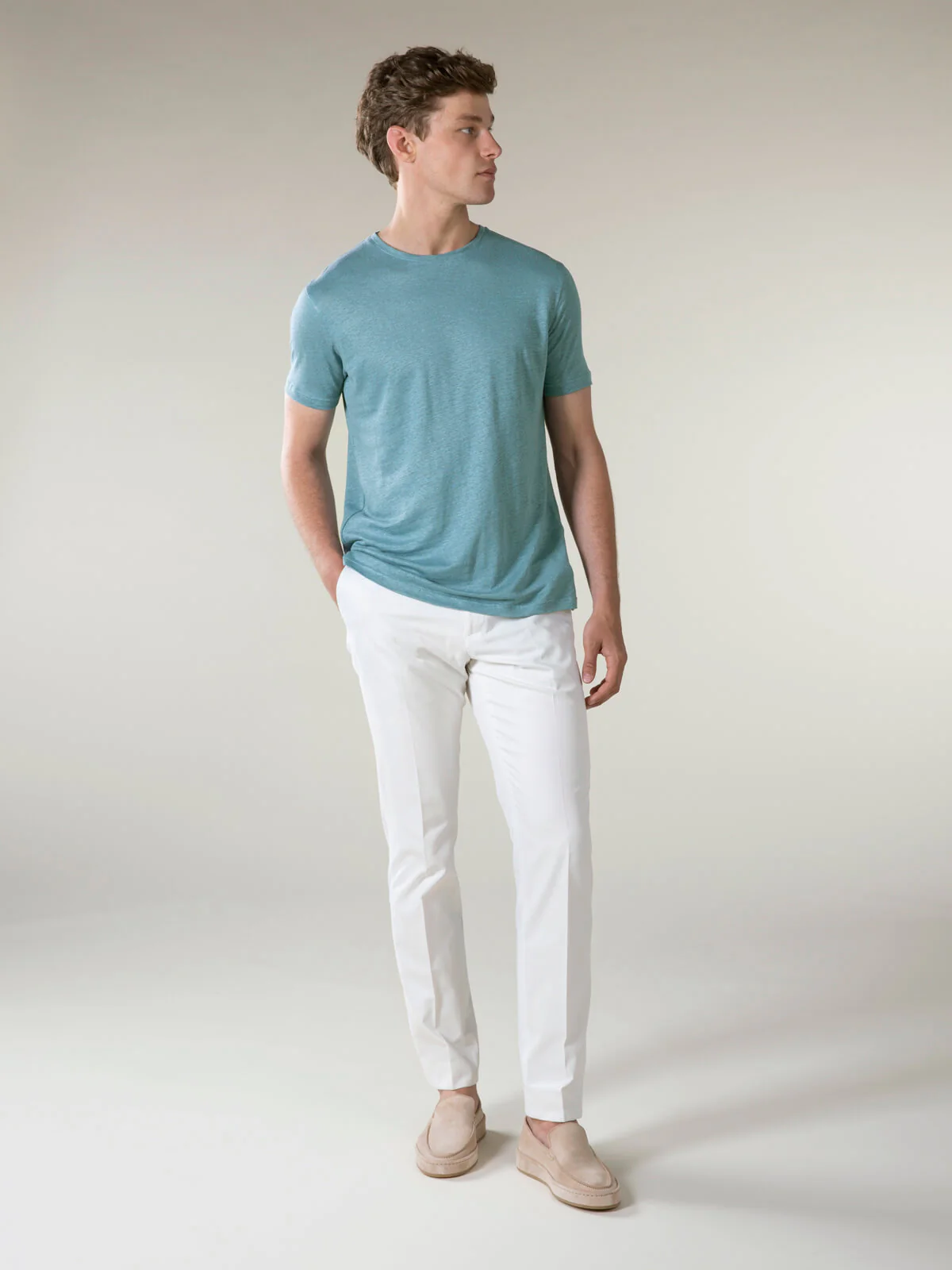 Petrol Linen T-shirt - Image 4