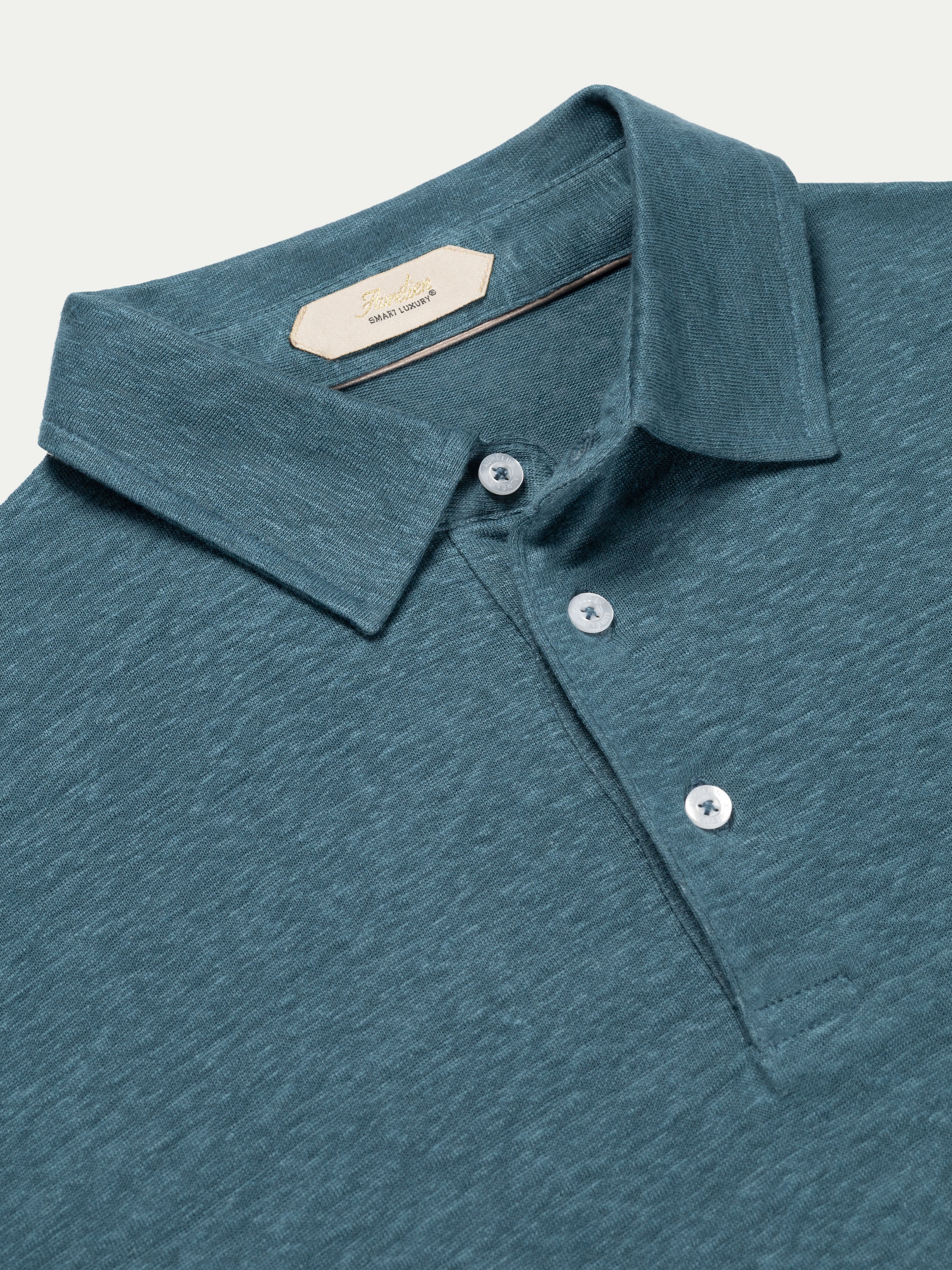 Sea Green Linen Polo Shirt - Image 4