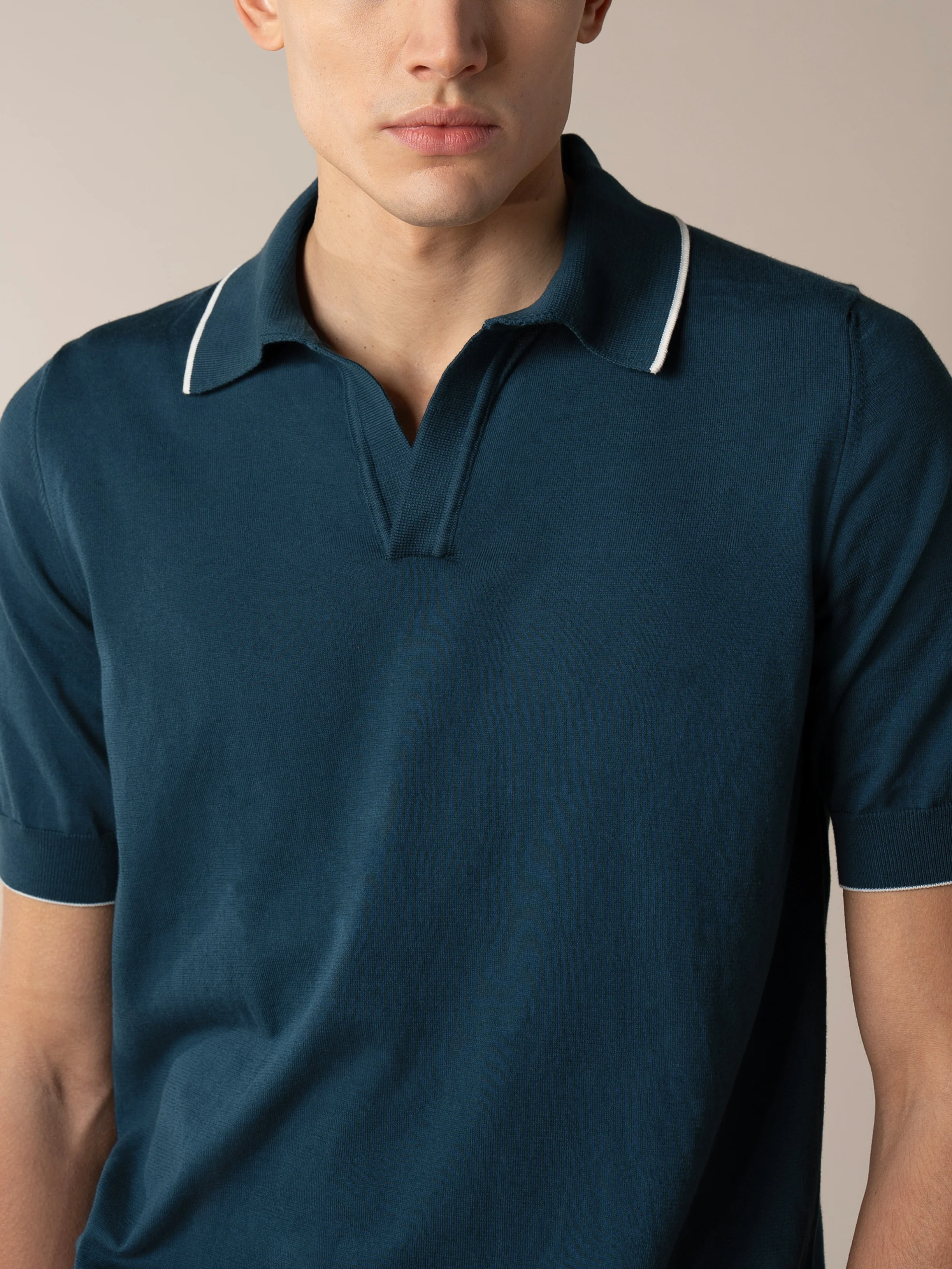 Shortsleeve Buttonless Polo Sea Green - Image 4