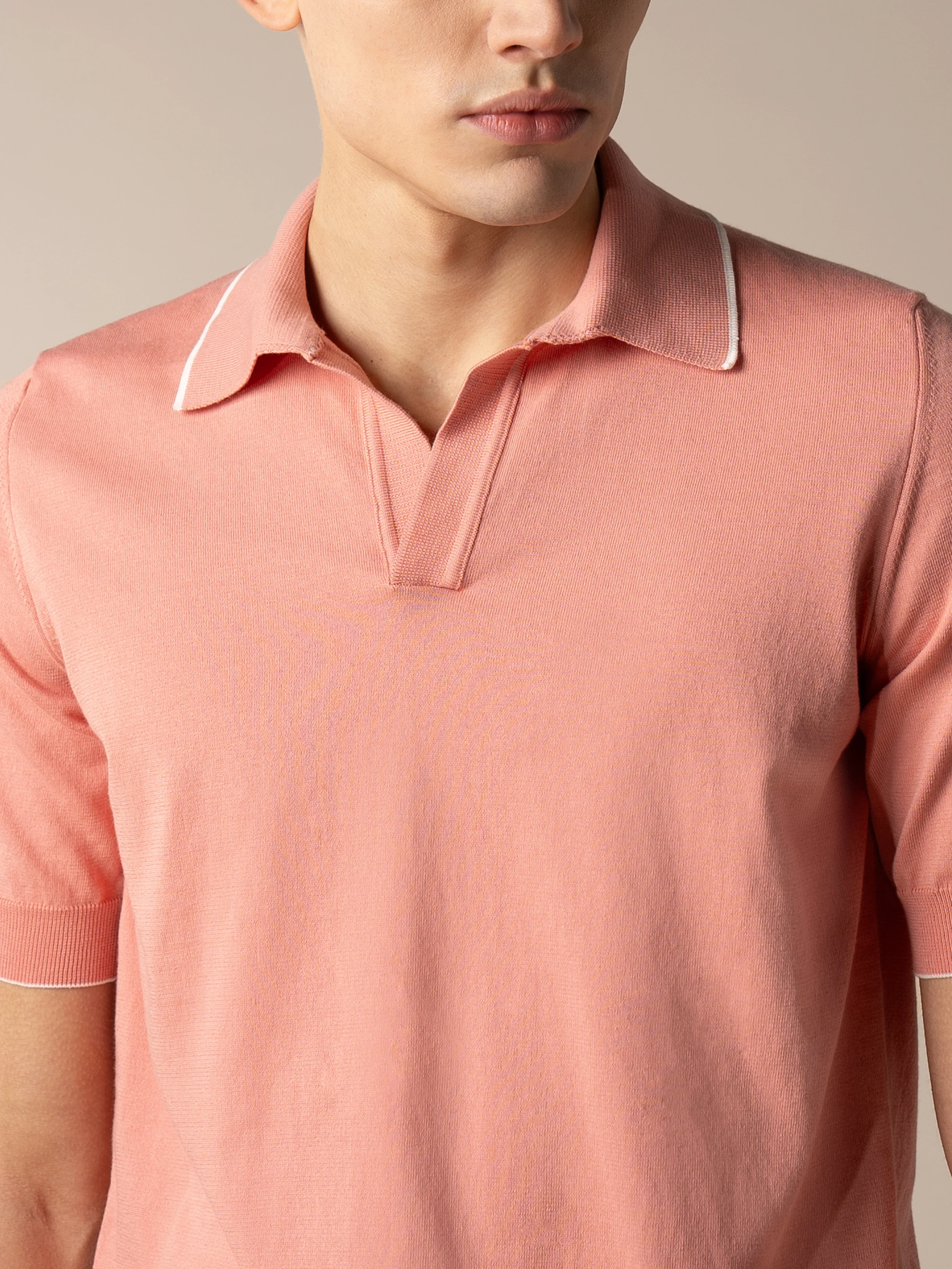 Shortsleeve Buttonless Polo Coral - Image 4